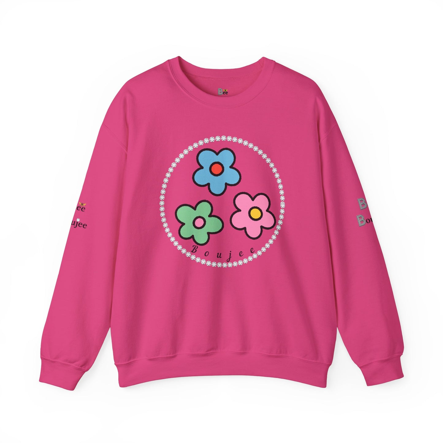 Boujee Mini Flowers Blue Pink Green - Heavy Blend™ Light Colors Crewneck Sweatshirt