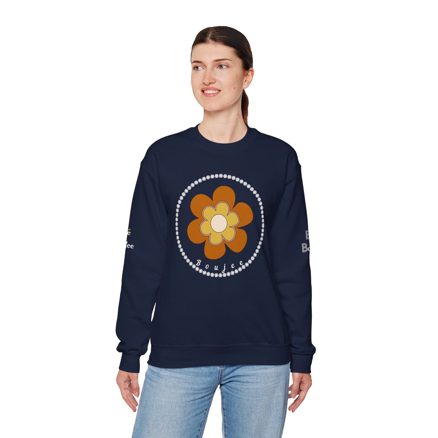 Boujee Brown Flower - Heavy Blend™ Dark Colors Crewneck Sweatshirt