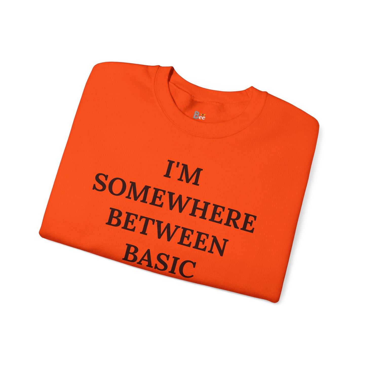 I'm Somewhere Between Basic & Boujee - Heavy Blend™ Light Colors Crewneck Sweatshirt
