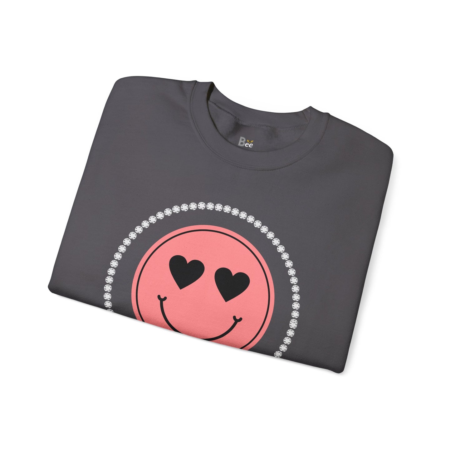 Boujee Smiley Face Pink Heart Eyes - Heavy Blend™ Dark Colors Crewneck Sweatshirt