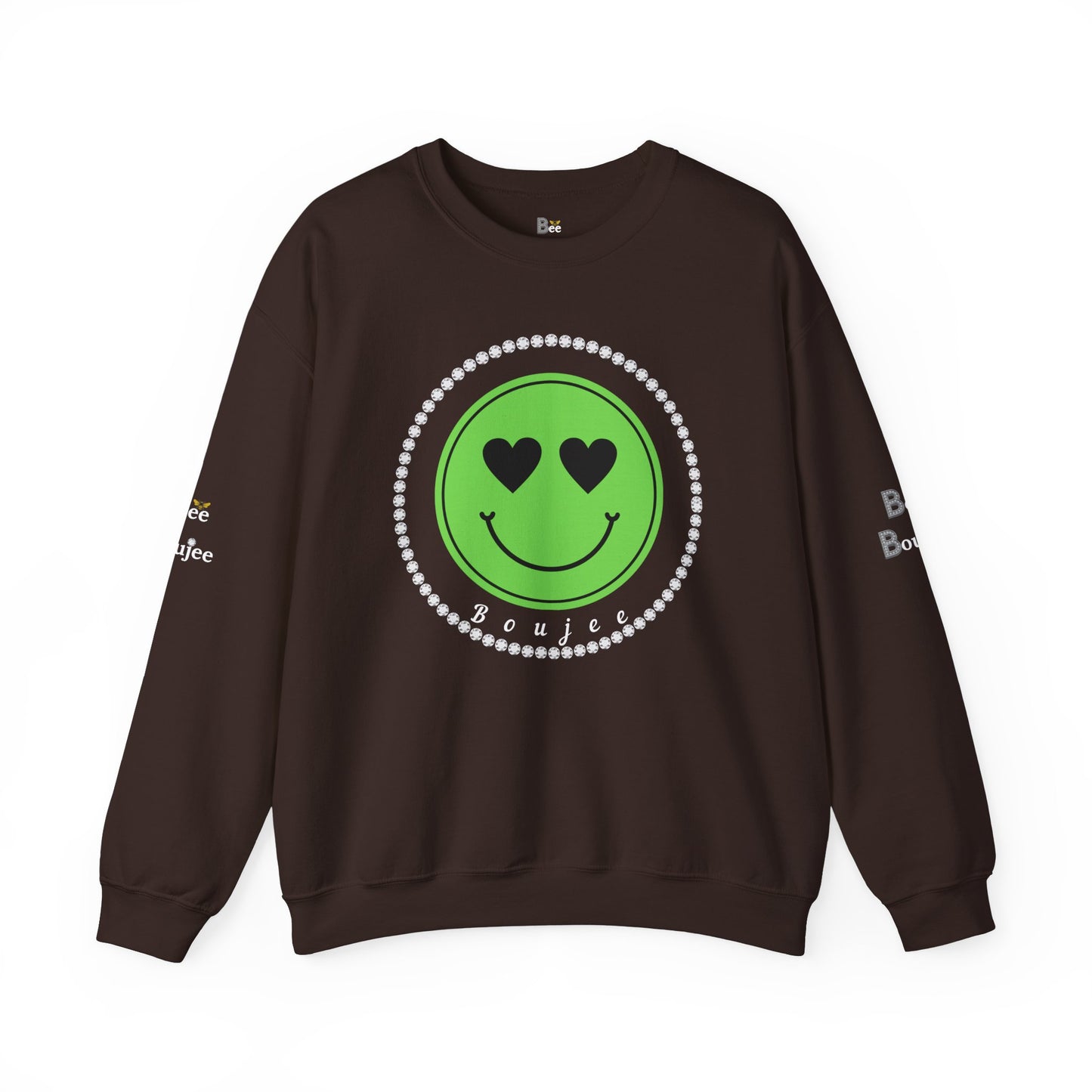 Boujee Smiley Face Green Heart Eyes - Heavy Blend™ Dark Colors Crewneck Sweatshirt