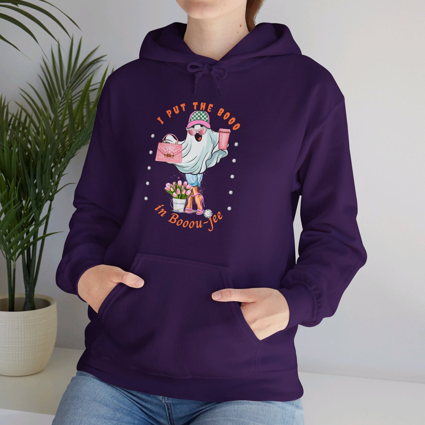 Halloween Booo in Boooujee Heavy Blend™ Hooded Sweatshirt - FAIR SKIN TONE