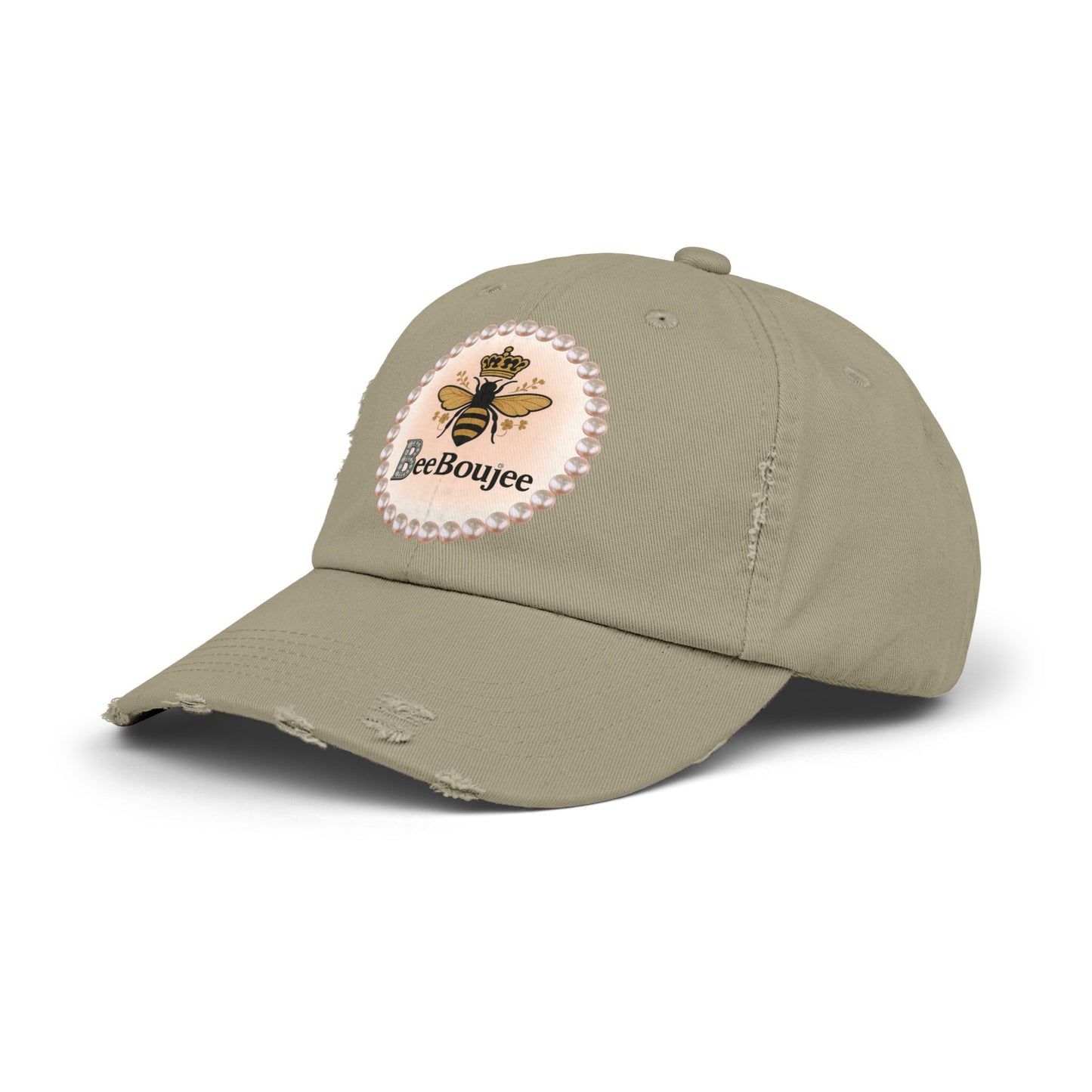 Bee Boujee Distressed Pearl-Emblem Cap