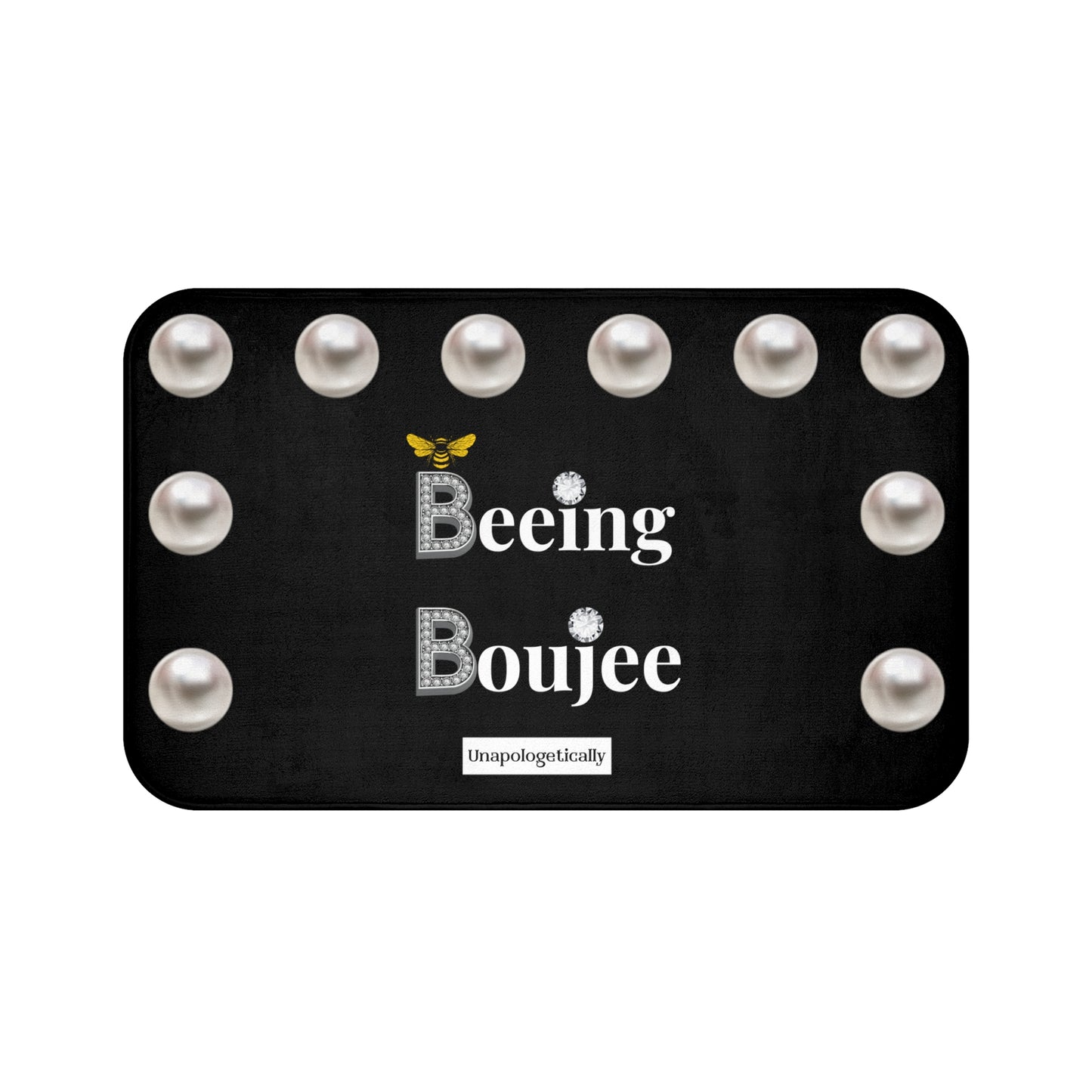 Beeing Boujee - Bath Mat BLACK with PEARLS