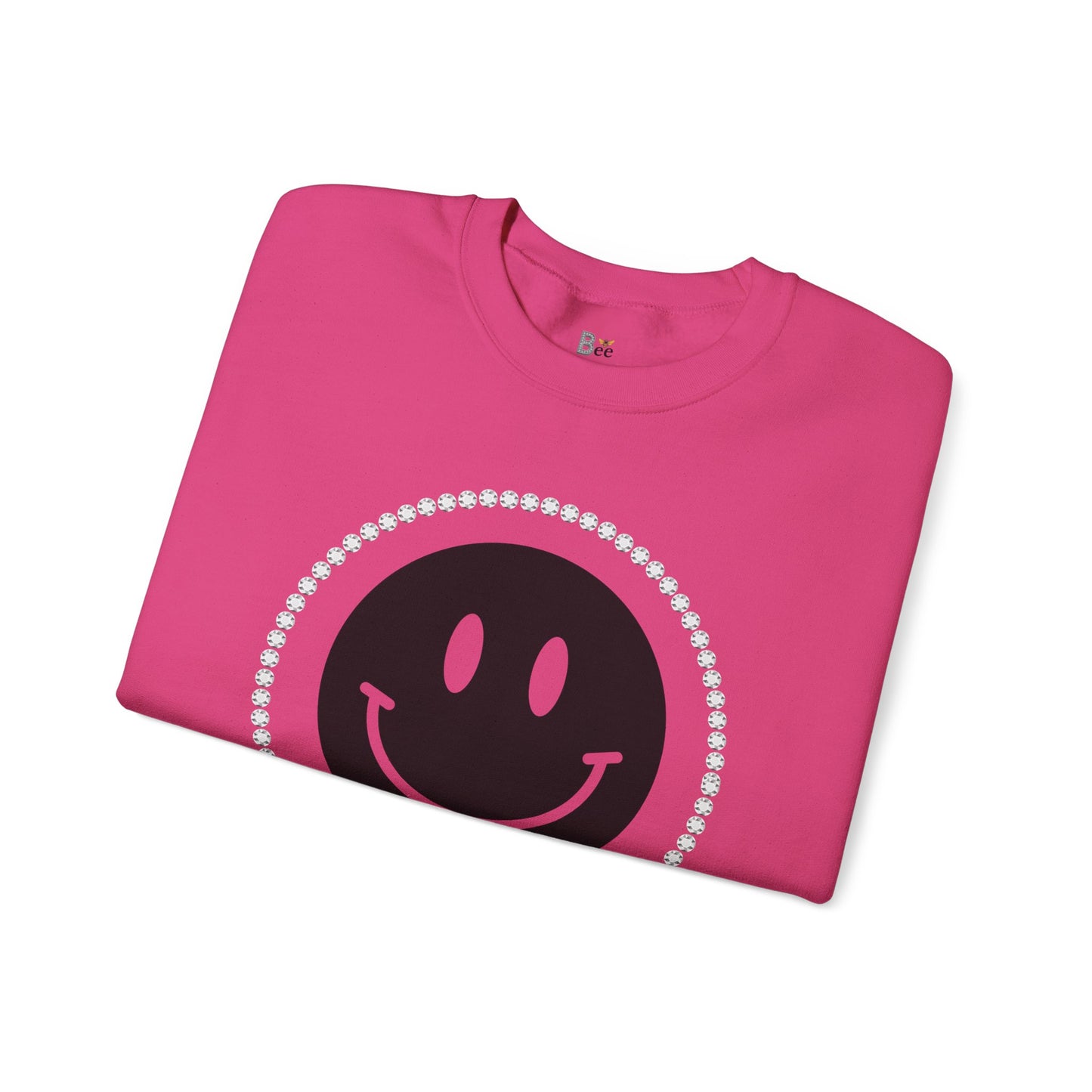 Boujee Smiley Face Black - Heavy Blend™ Light Colors Crewneck Sweatshirt
