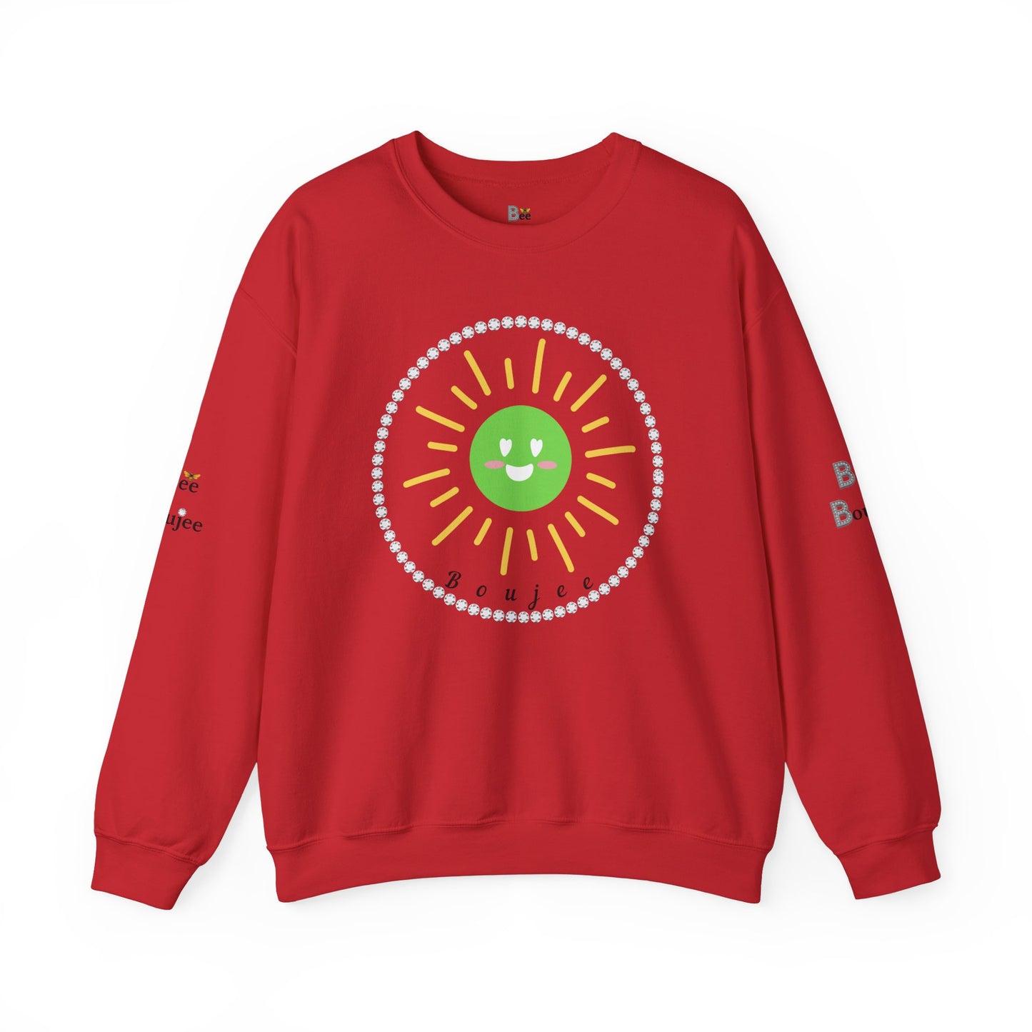 Boujee Sunshine Smiley Face Green - Heavy Blend™ Light Colors Crewneck Sweatshirt