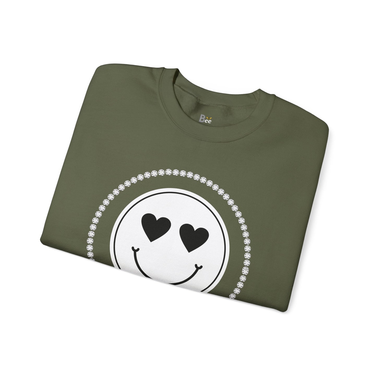 Boujee Smiley Face White Heart Eyes - Heavy Blend™ Dark Colors Crewneck Sweatshirt