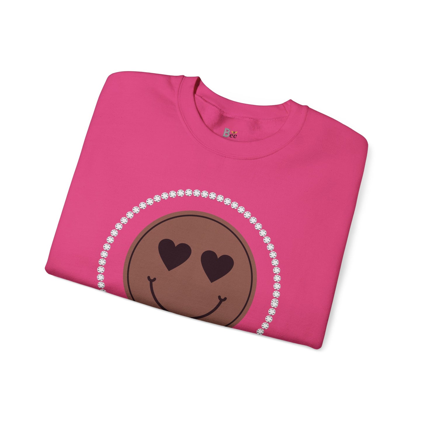 Boujee Smiley Face Heart Eyes Brown - Heavy Blend™ Light Colors Crewneck Sweatshirt