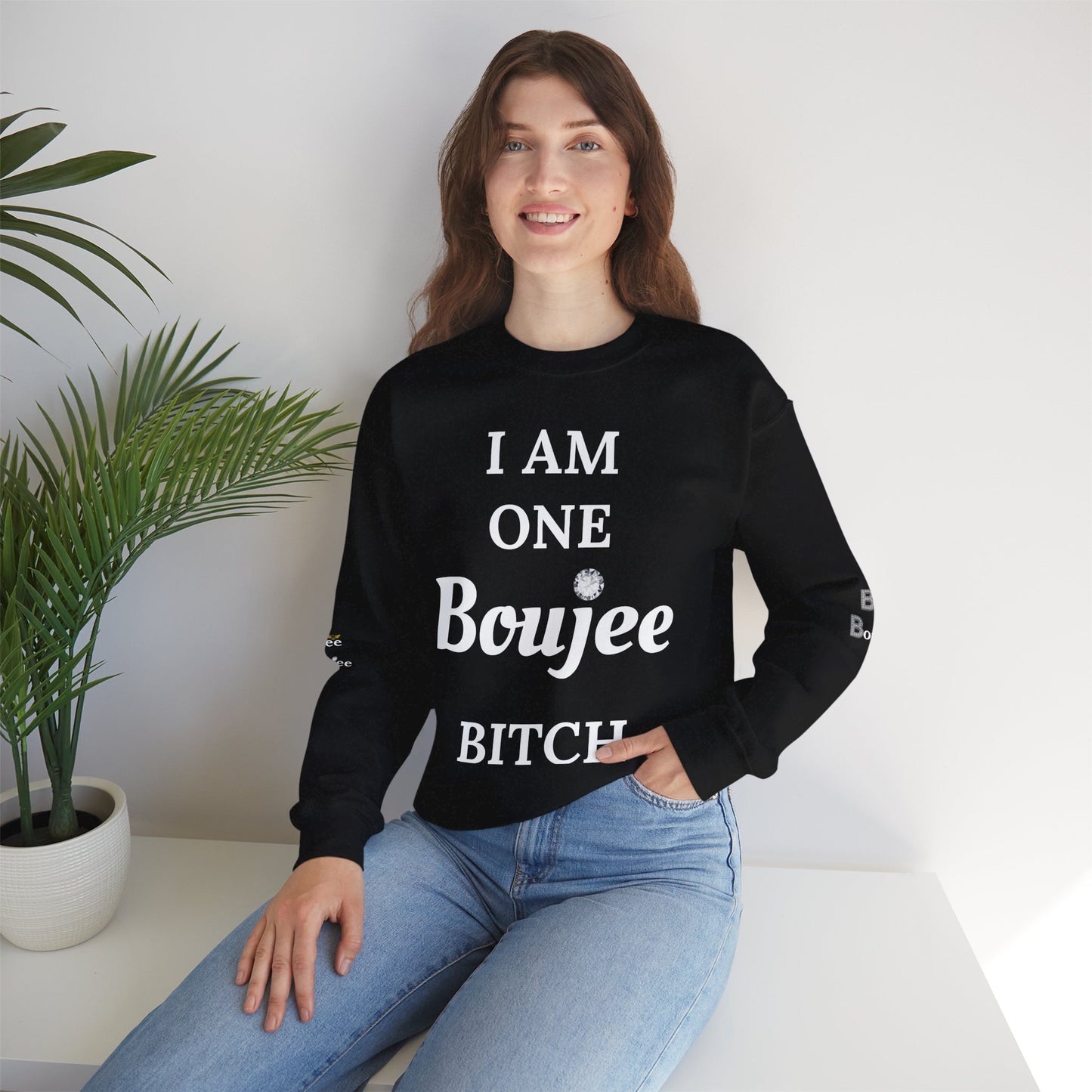 I Am One Boujee Bitch - Heavy Blend™ Dark Colors Crewneck Sweatshirt