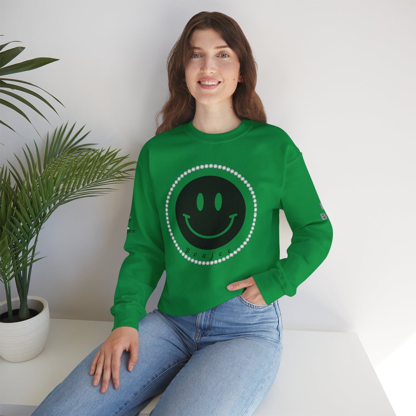 Boujee Smiley Face Black - Heavy Blend™ Light Colors Crewneck Sweatshirt
