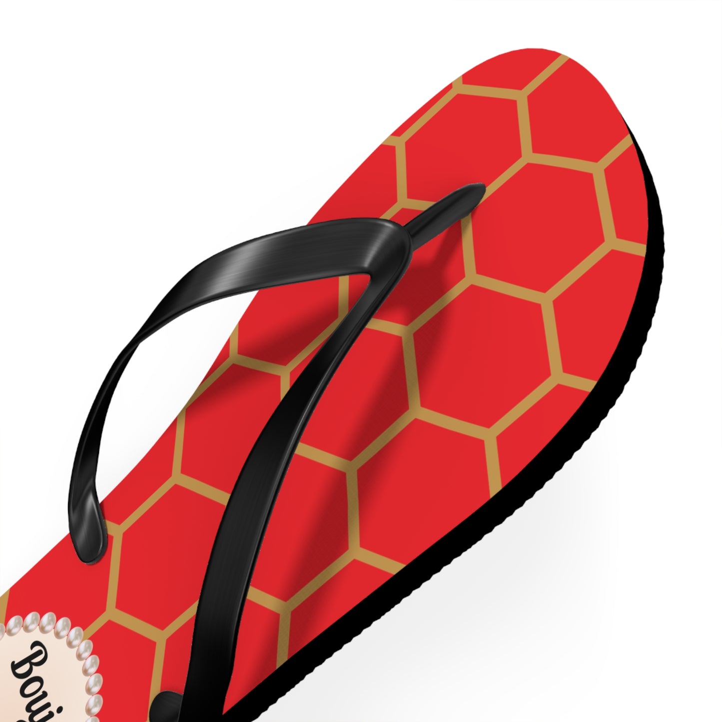 Boujee & Blessed Flip Flops - RED Golden Honeycomb - LARGE
