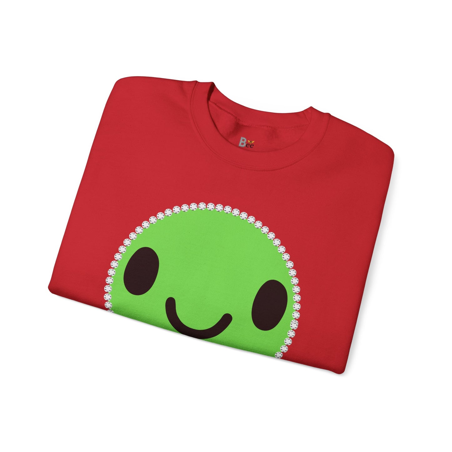 Boujee Smiley Face Green - Heavy Blend™ Light Colors Crewneck Sweatshirt