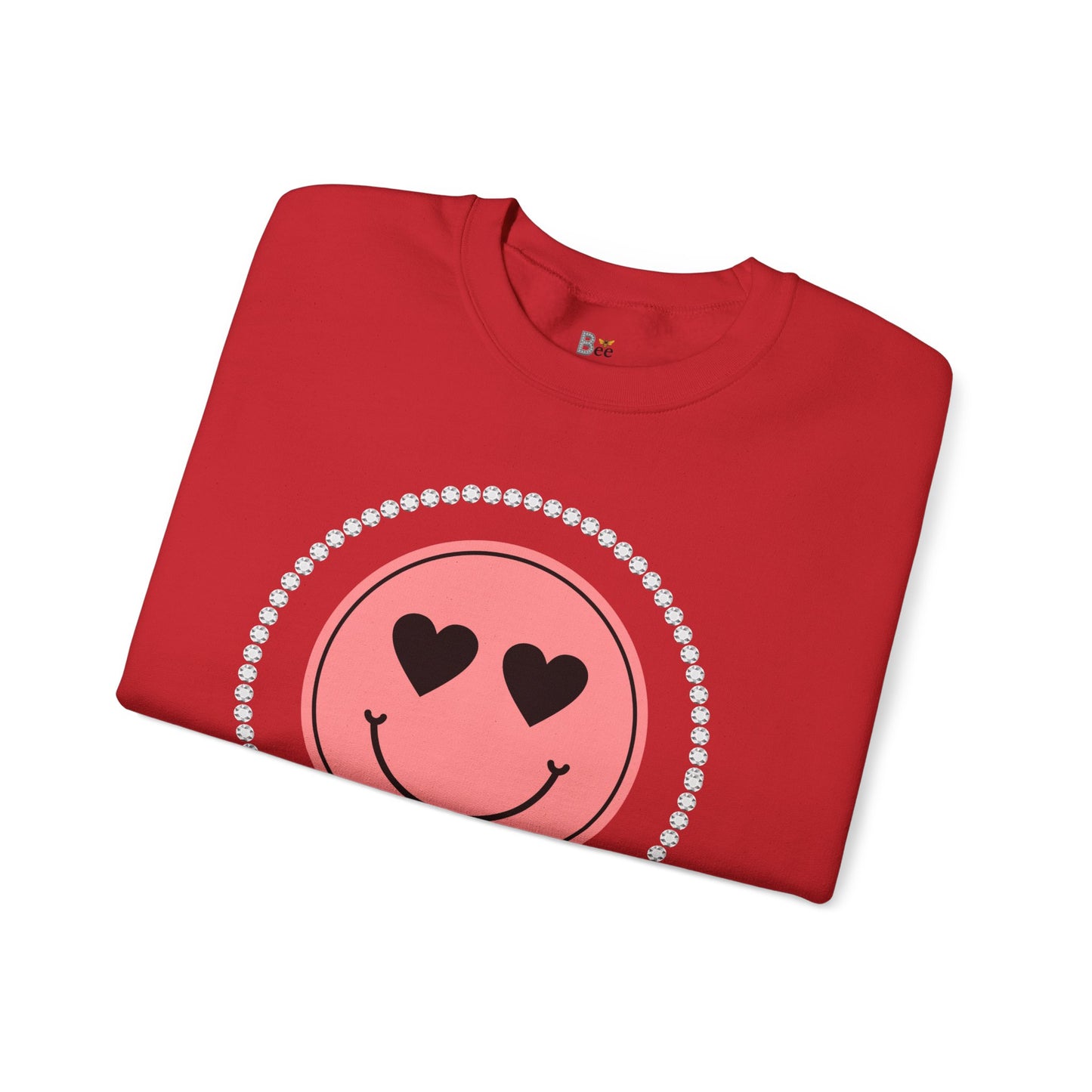 Boujee Smiley Face Pink Heart Eyes - Heavy Blend™ Light Colors Crewneck Sweatshirt