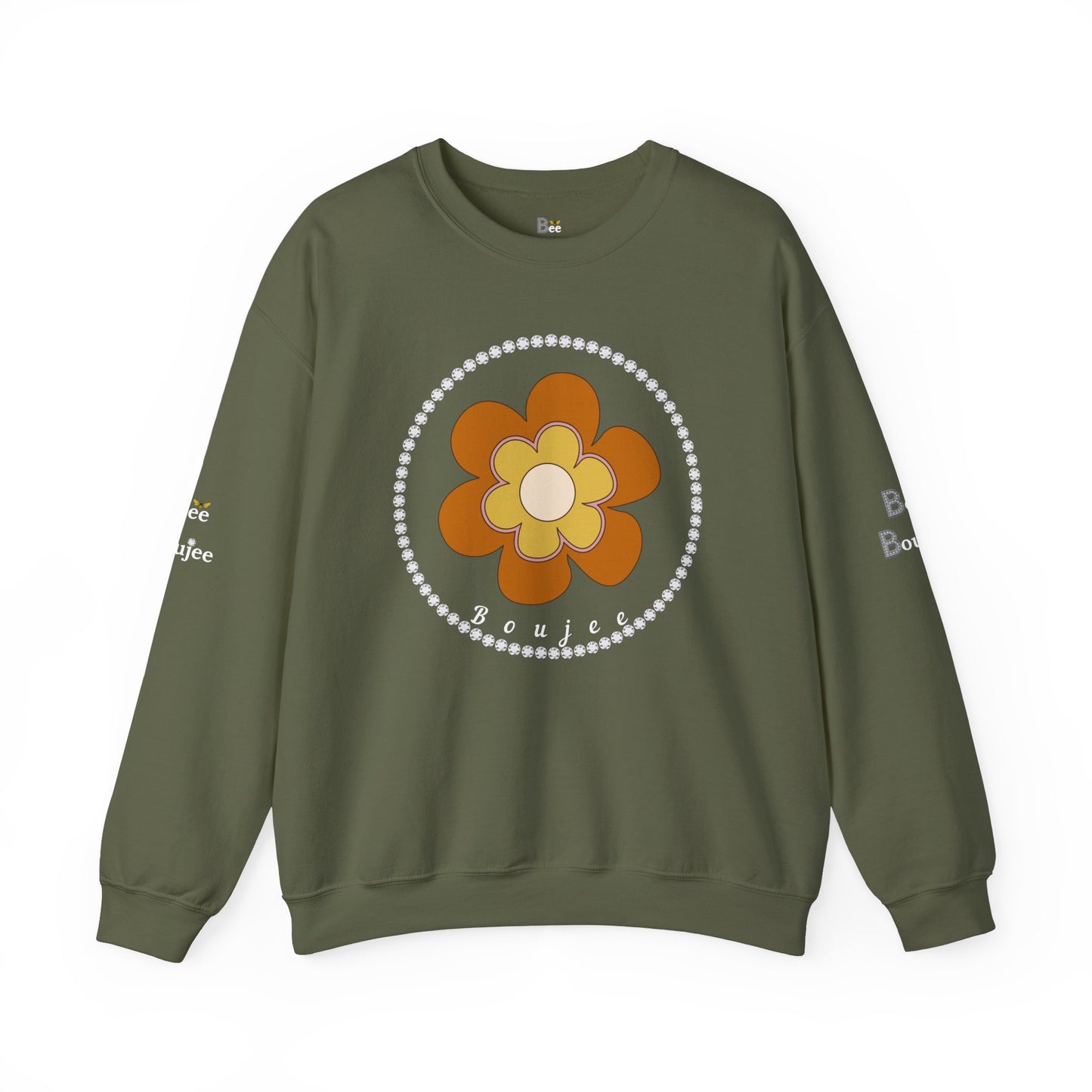 Boujee Brown Flower - Heavy Blend™ Dark Colors Crewneck Sweatshirt