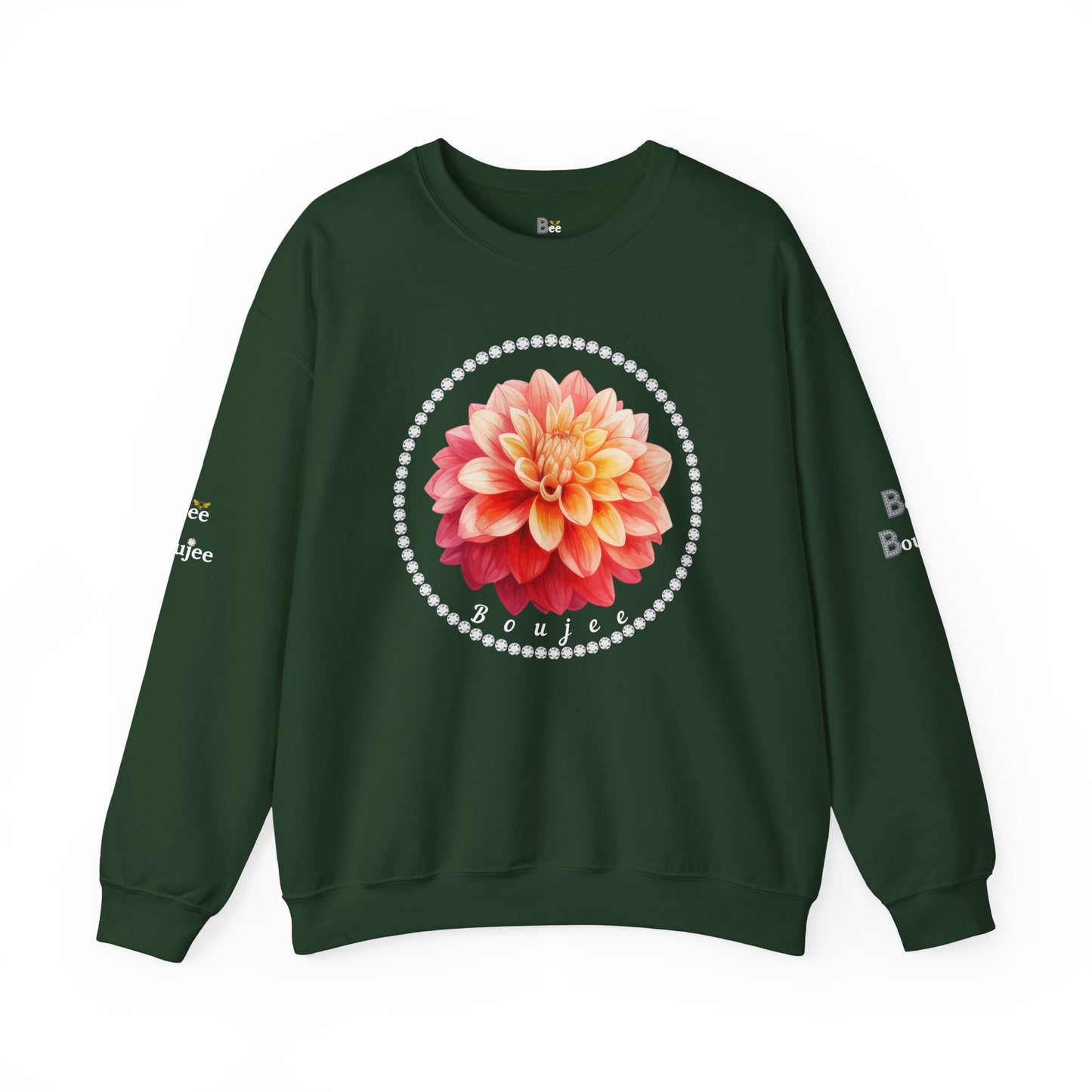 Boujee Flower Pink Yellow - Heavy Blend™ Dark Colors Crewneck Sweatshirt