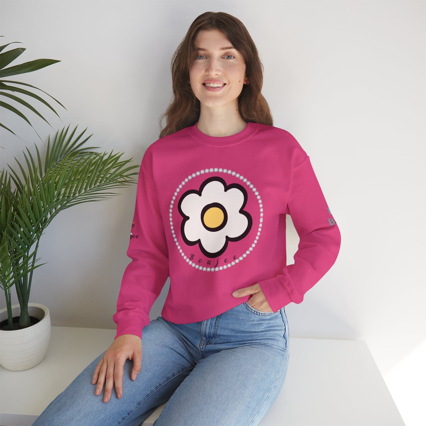 Boujee White Gold Flower - Heavy Blend™ Light Colors Crewneck Sweatshirt
