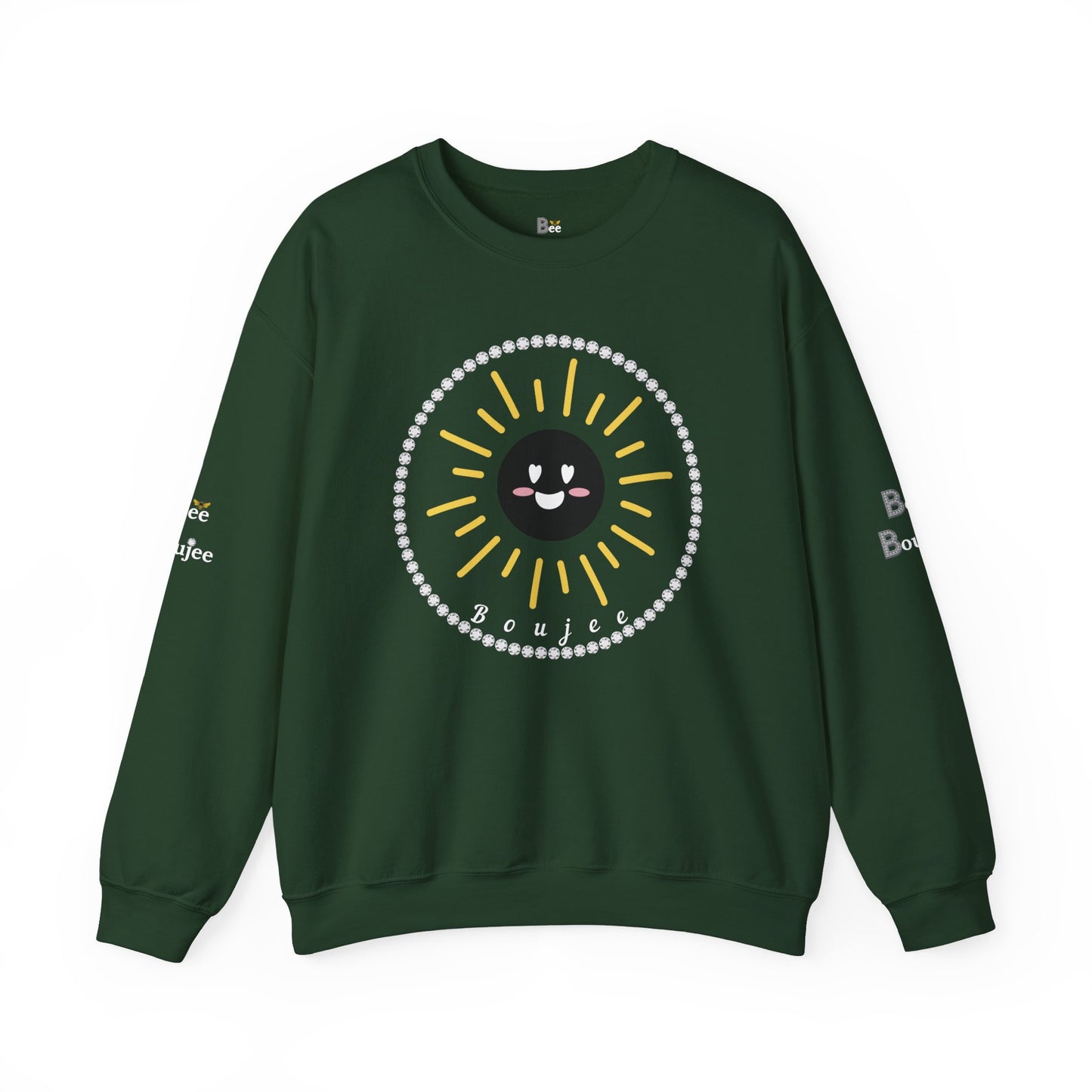 Boujee Sunshine Smiley Face Black - Heavy Blend™ Dark Colors Crewneck Sweatshirt