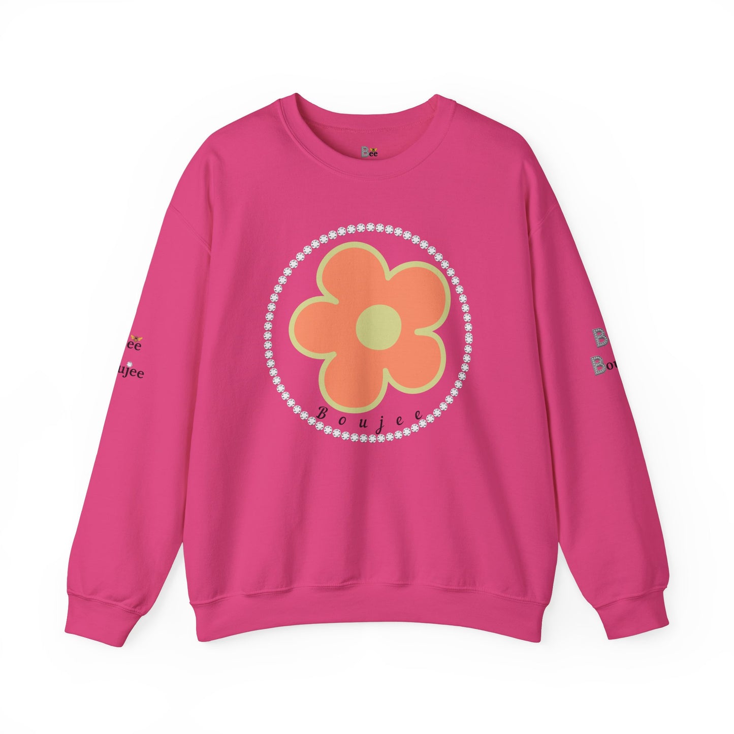 Boujee Flower Orange Green - Heavy Blend™ Light Colors Crewneck Sweatshirt