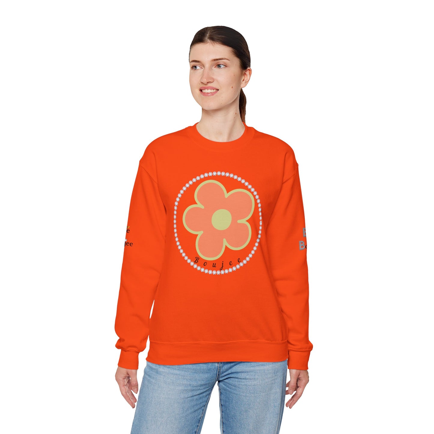Boujee Flower Orange Green - Heavy Blend™ Light Colors Crewneck Sweatshirt