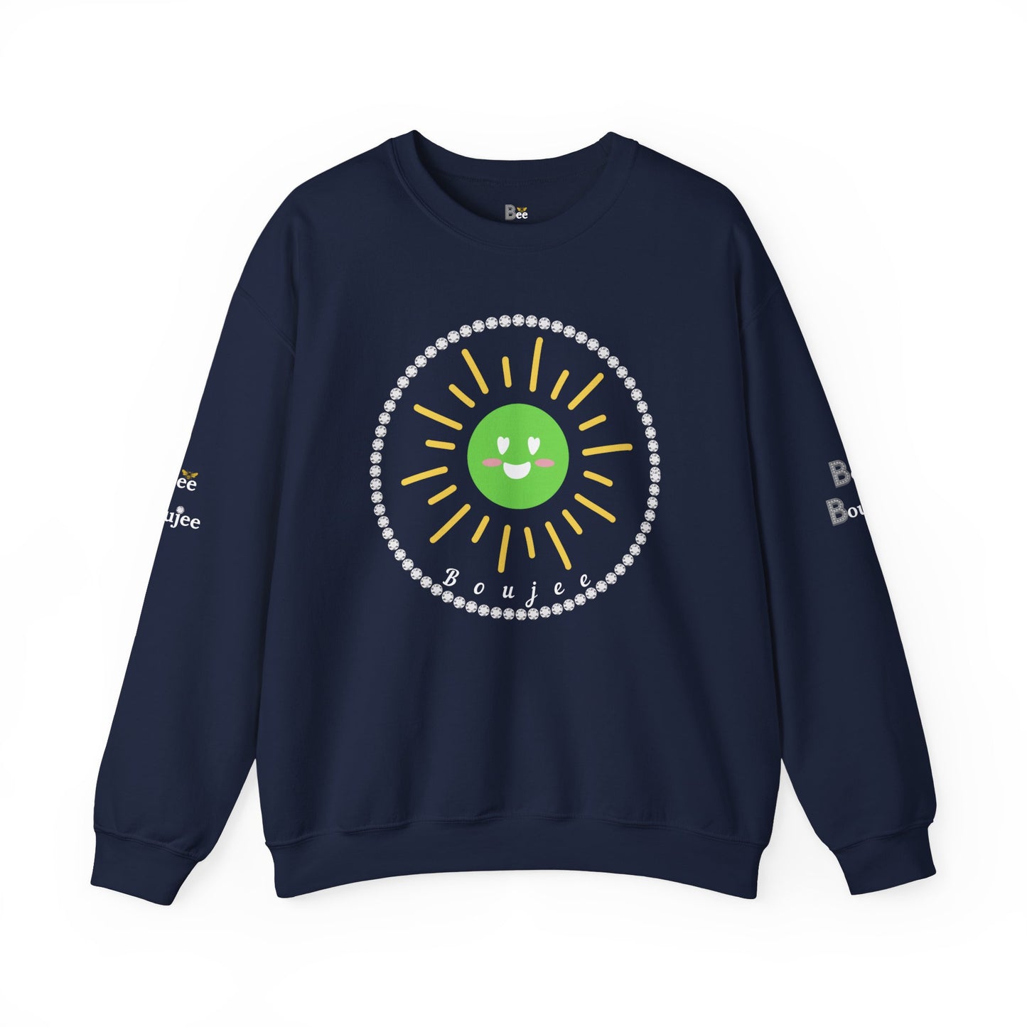 Boujee Sunshine Smiley Face Green - Heavy Blend™ Dark Colors Crewneck Sweatshirt