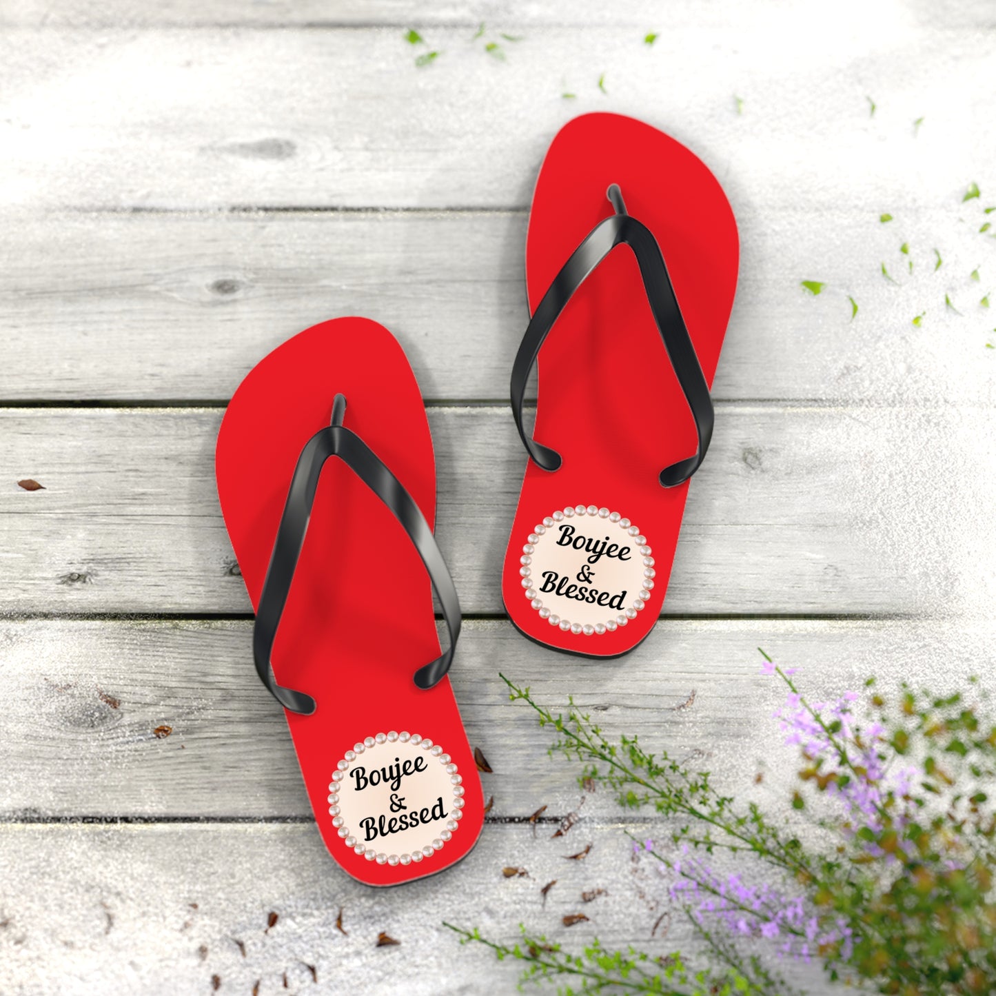 Boujee & Blessed RED Flip Flops - LARGE