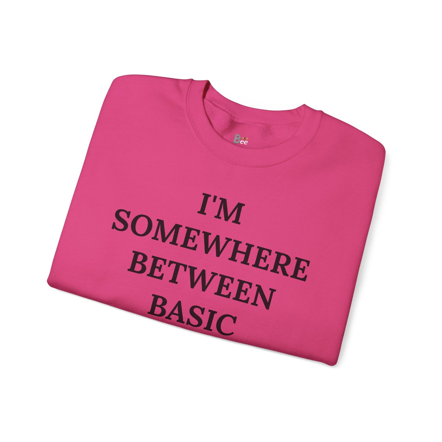 I'm Somewhere Between Basic & Boujee - Heavy Blend™ Light Colors Crewneck Sweatshirt