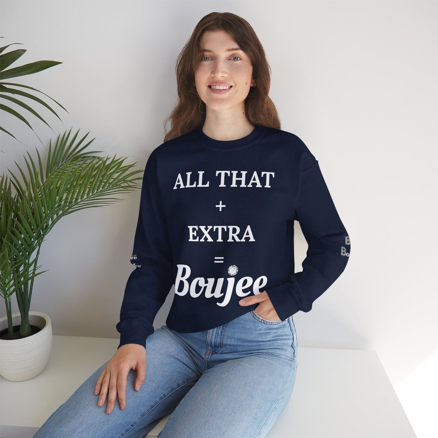 All That + Extra = Boujee - Heavy Blend™ Dark Colors Crewneck Sweatshirt