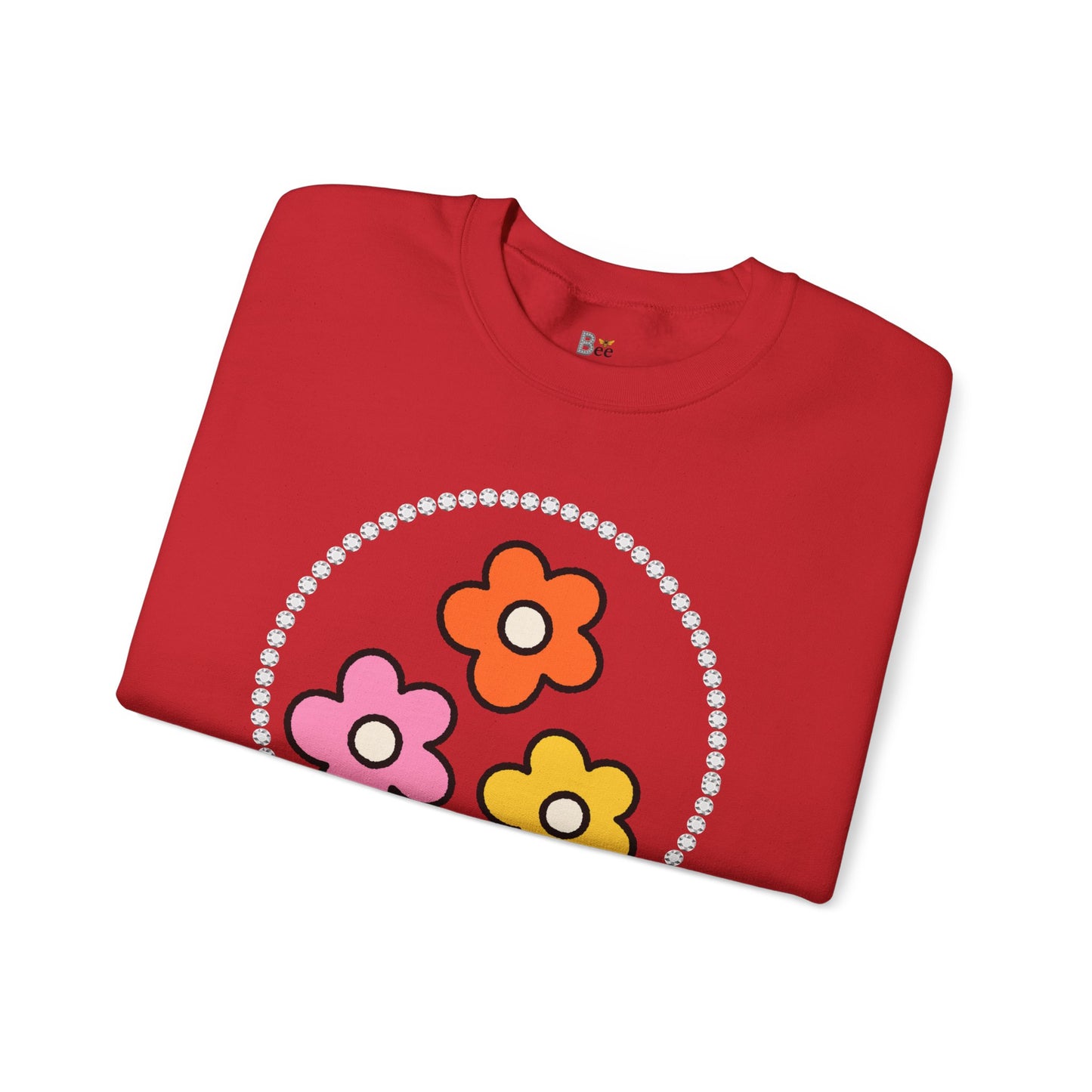 Boujee Mini Flowers Pink Orange Yellow - Heavy Blend™ Light Colors Crewneck Sweatshirt