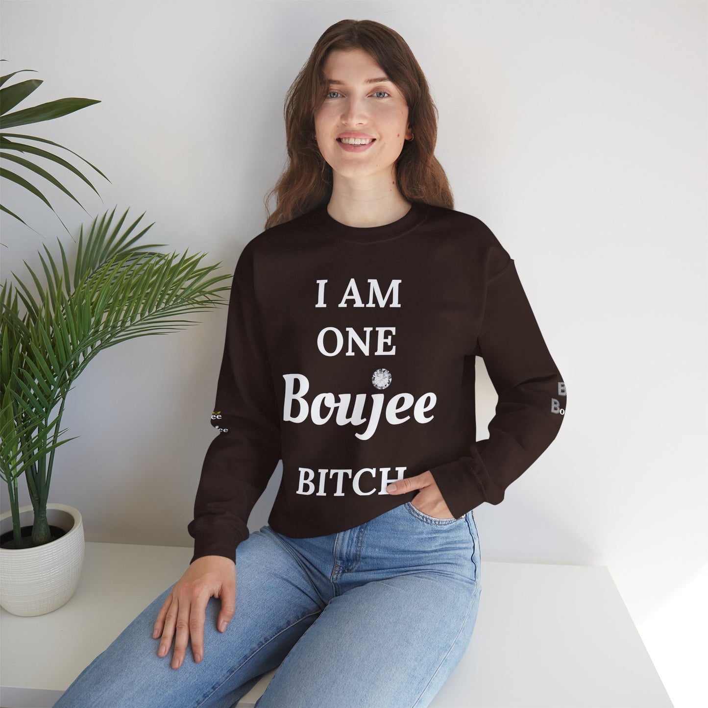 I Am One Boujee Bitch - Heavy Blend™ Dark Colors Crewneck Sweatshirt