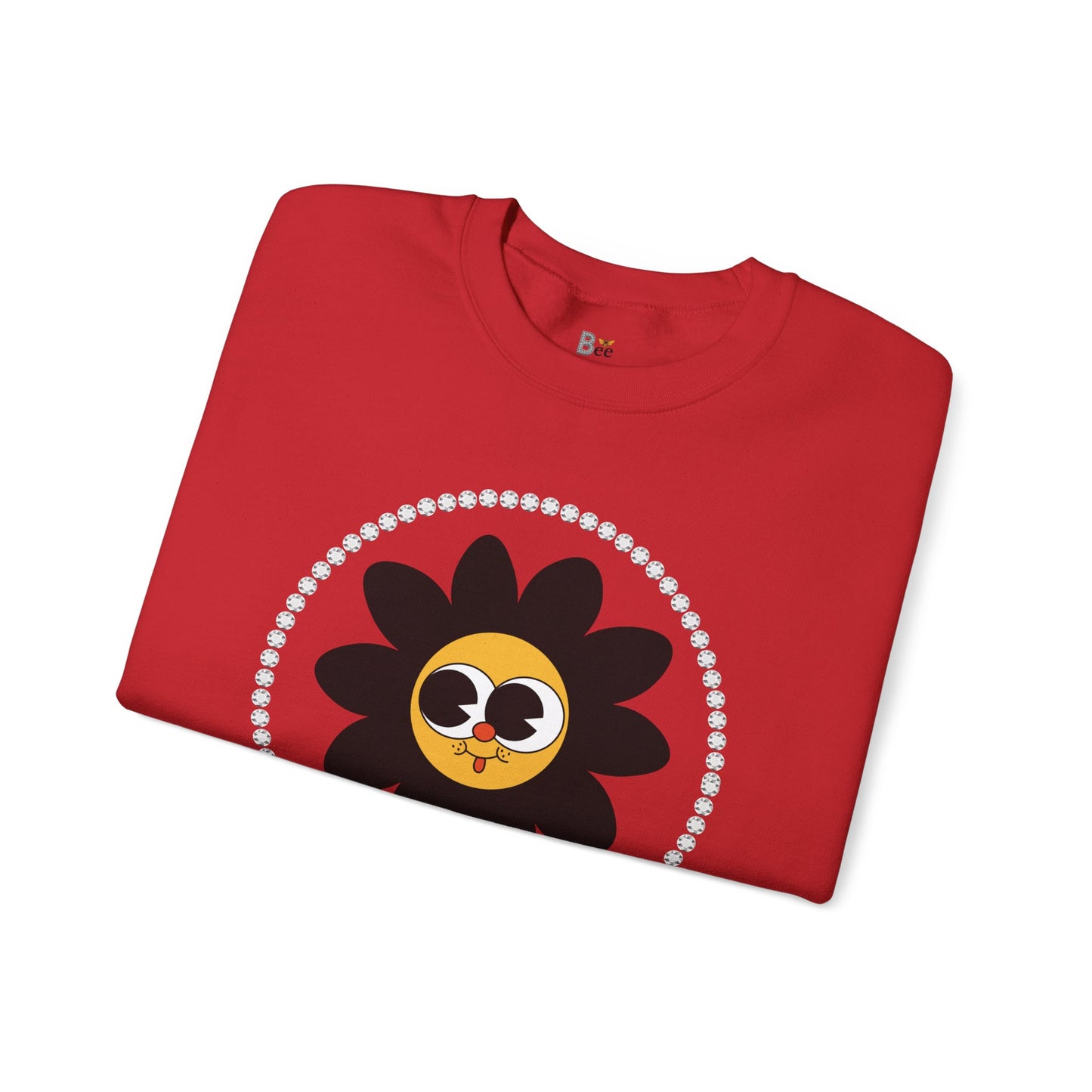 Boujee Flower Smiley Face Black Gold Wide-Eyed - Heavy Blend™ Light Colors Crewneck Sweatshirt