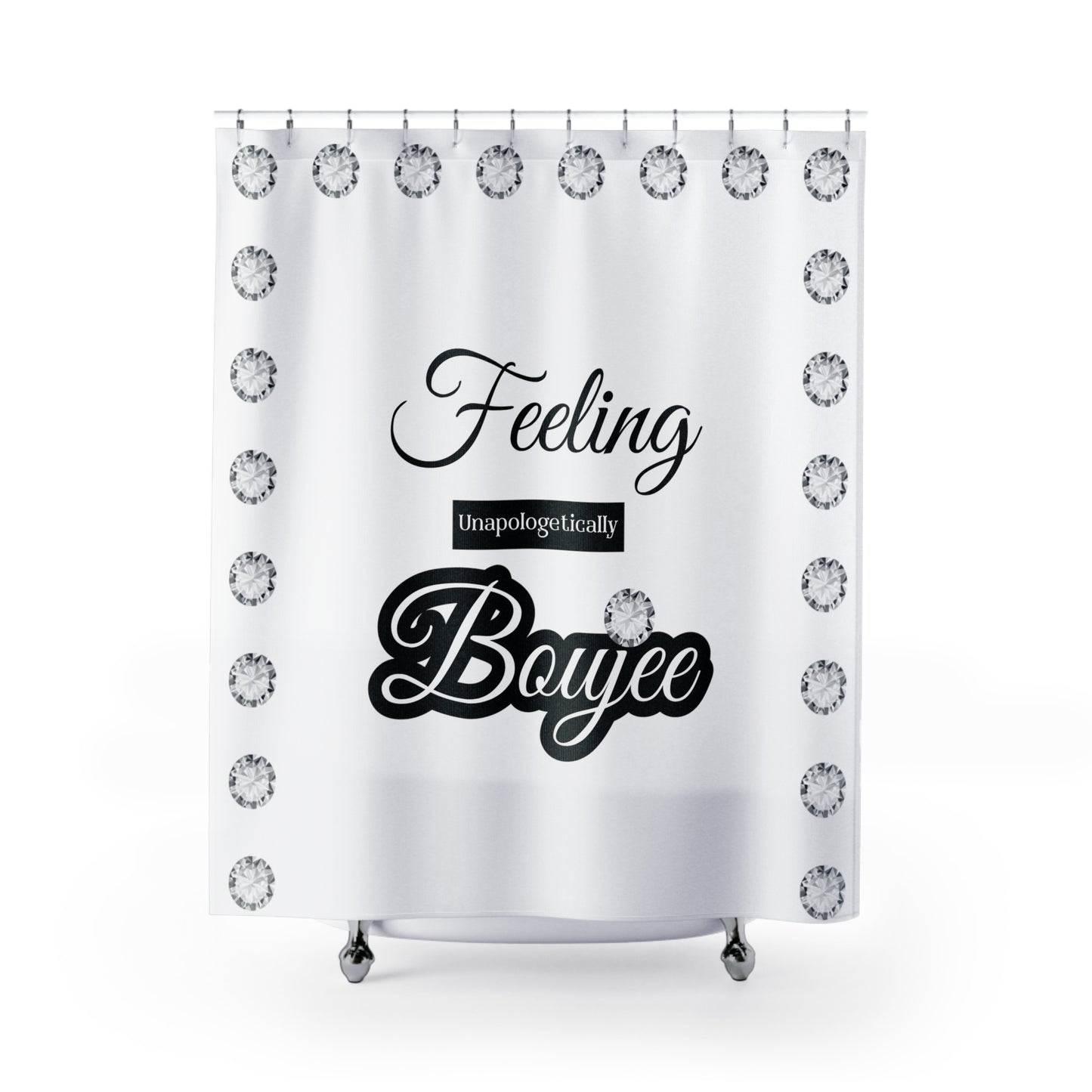 Feeling Boujee - Shower Curtain WHITE with DIAMONDS