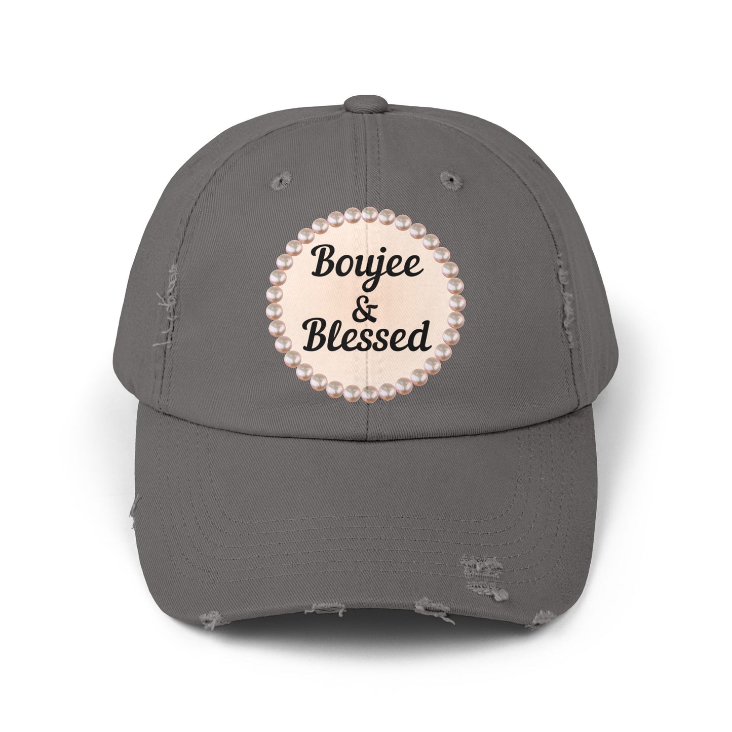 Boujee & Blessed Distressed Pearl-Emblem Cap