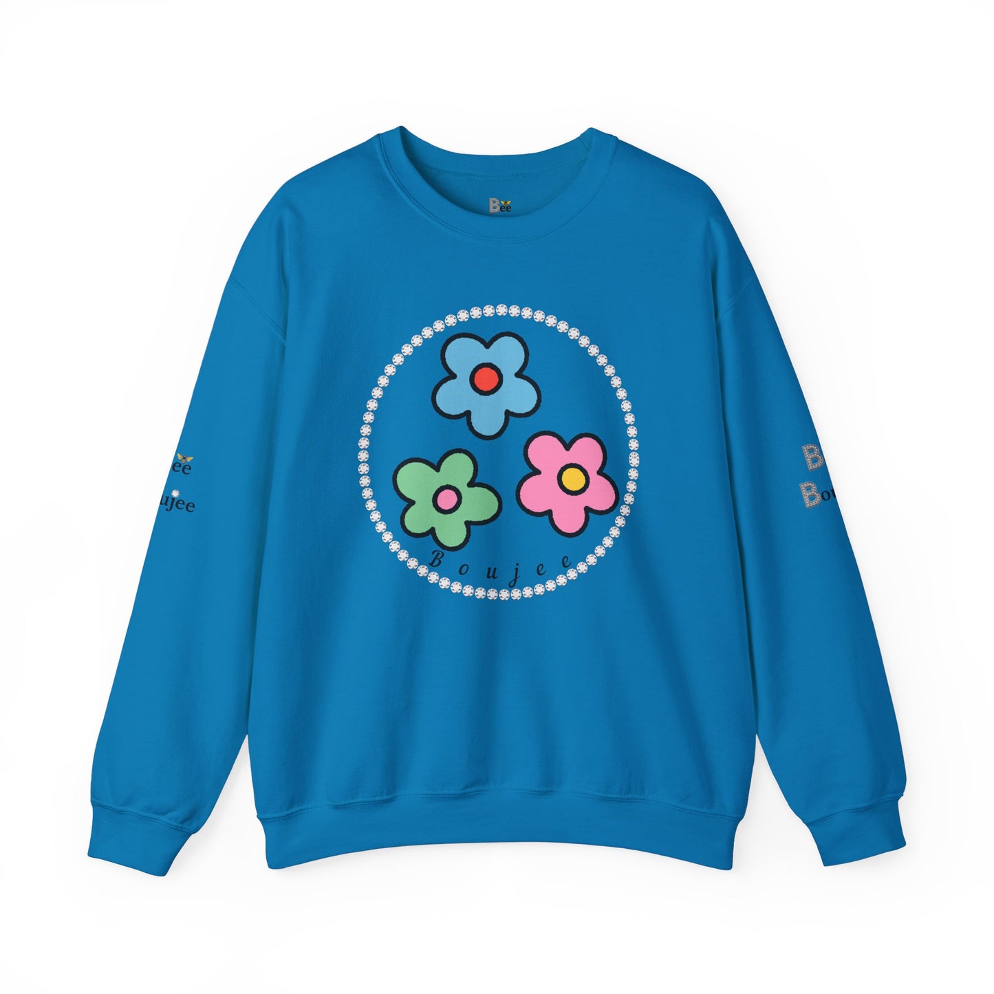 Boujee Mini Flowers Blue Pink Green - Heavy Blend™ Light Colors Crewneck Sweatshirt