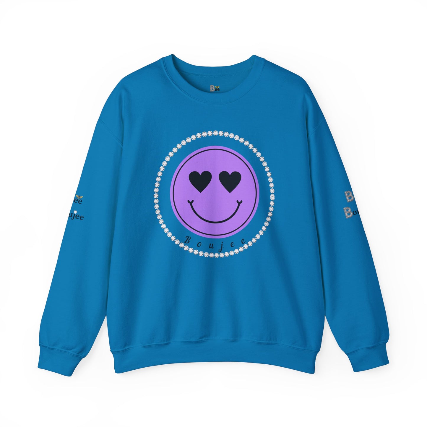 Boujee Smiley Face Purple Heart Eyes - Heavy Blend™ Light Colors Crewneck Sweatshirt