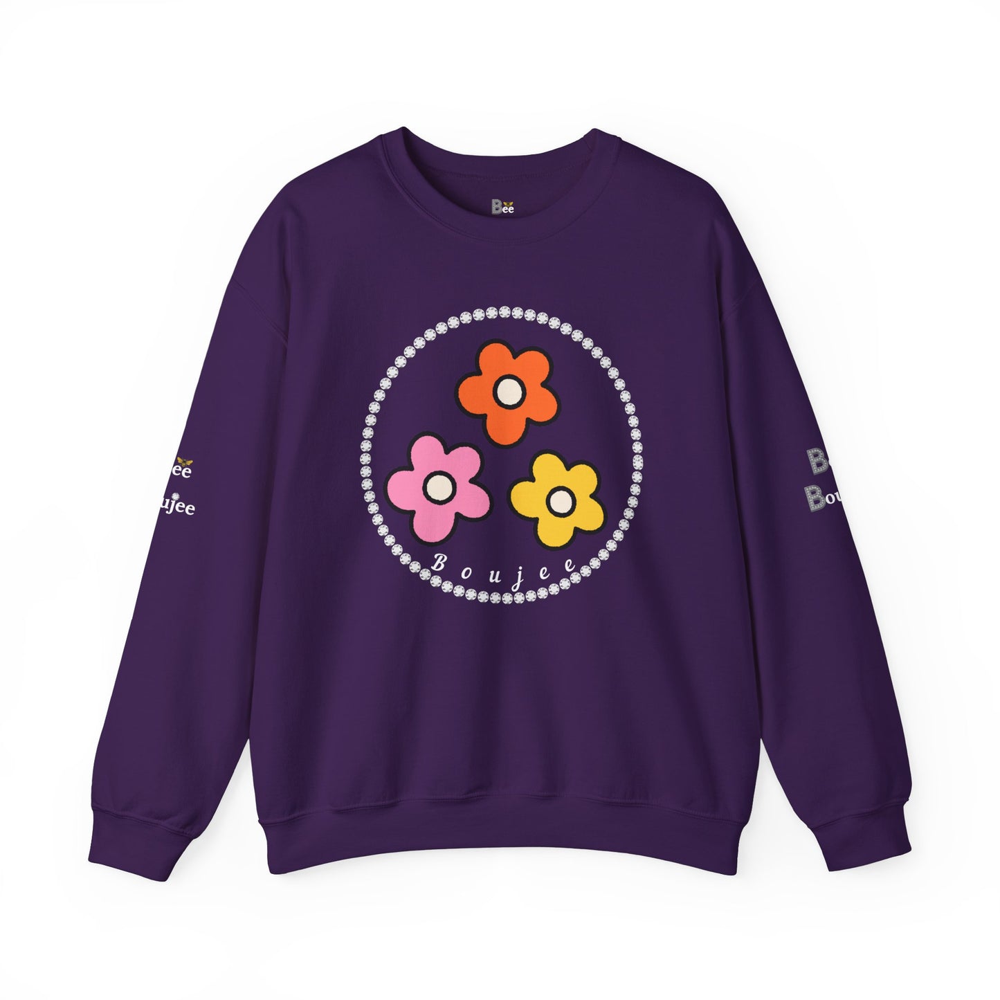 Boujee Mini Flowers Pink Orange Yellow in Diamonds Heavy Blend™ Dark Colors Crewneck Sweatshirt