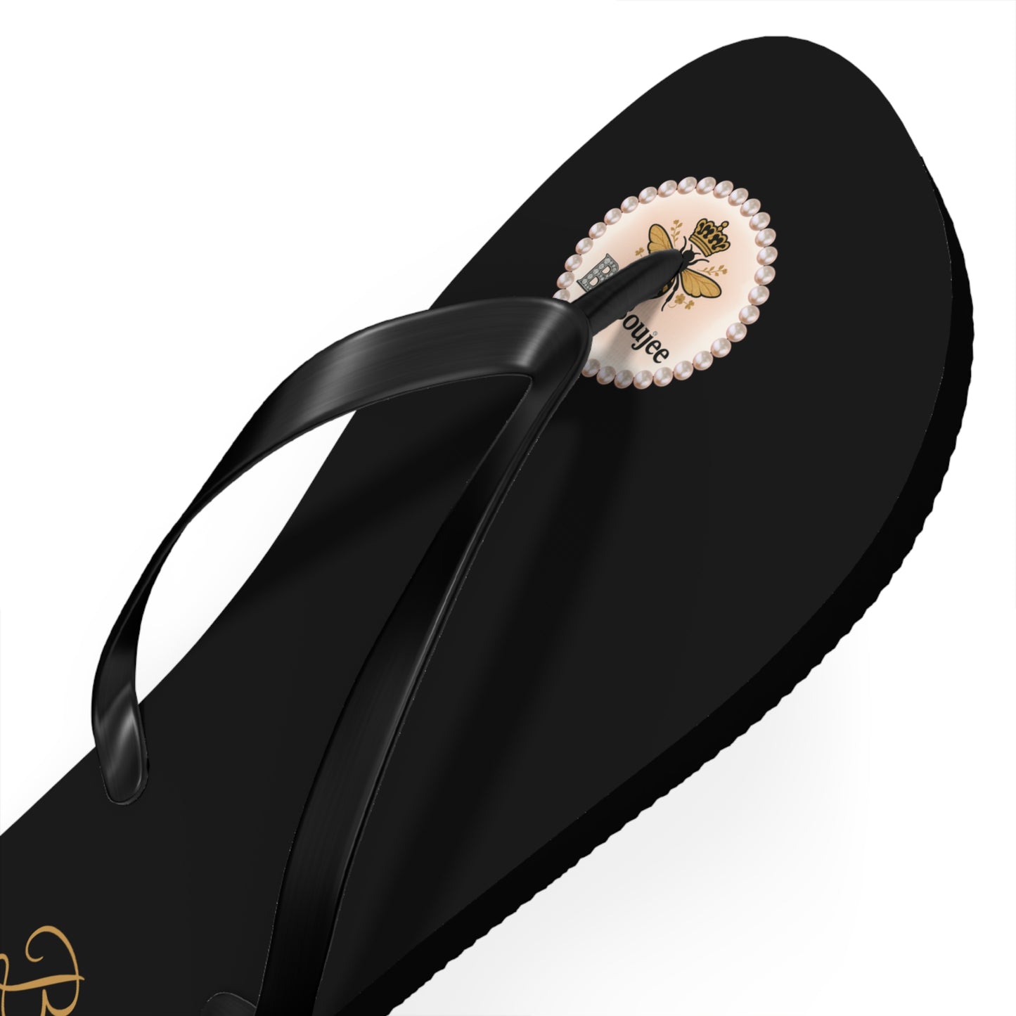 Bee Boujee Crowned-Bee Flip-Flops (Black & Gold)