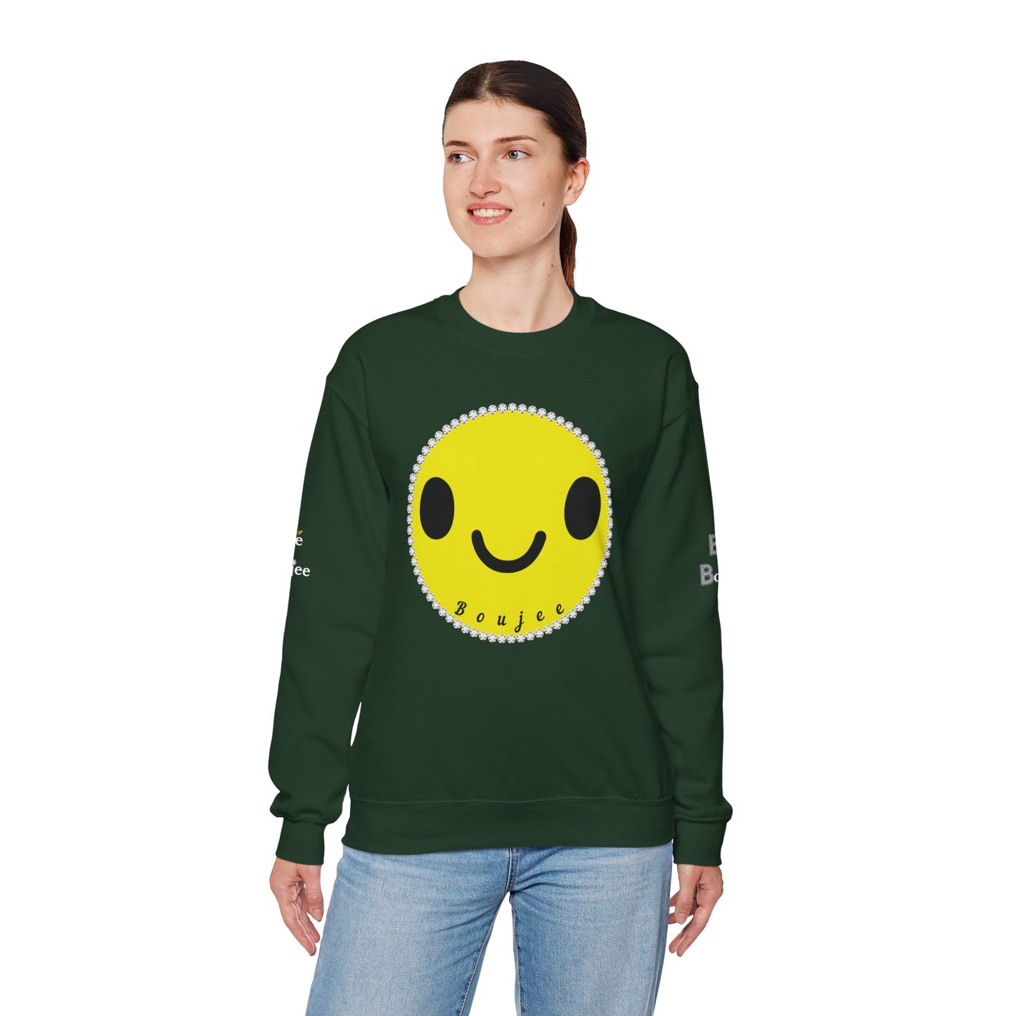 Boujee Smiley Face Yellow - Heavy Blend™ Dark Colors Crewneck Sweatshirt