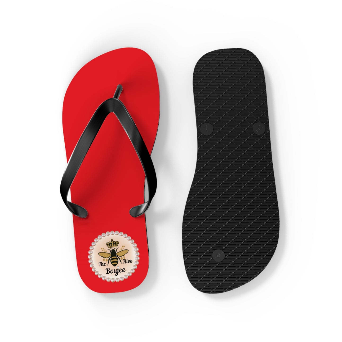The Boujee Hive RED Flip Flops - MEDIUM