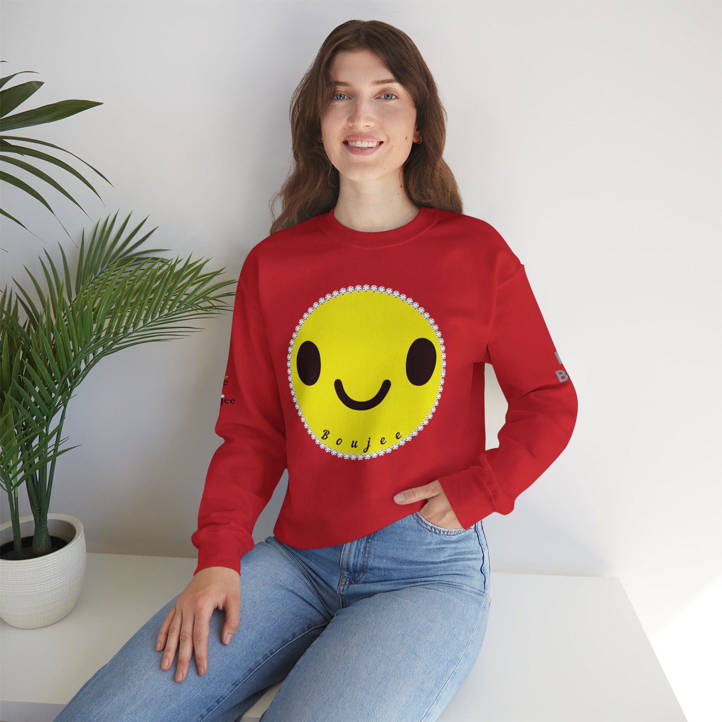 Boujee Smiley Face Yellow - Heavy Blend™ Light Colors Crewneck Sweatshirt