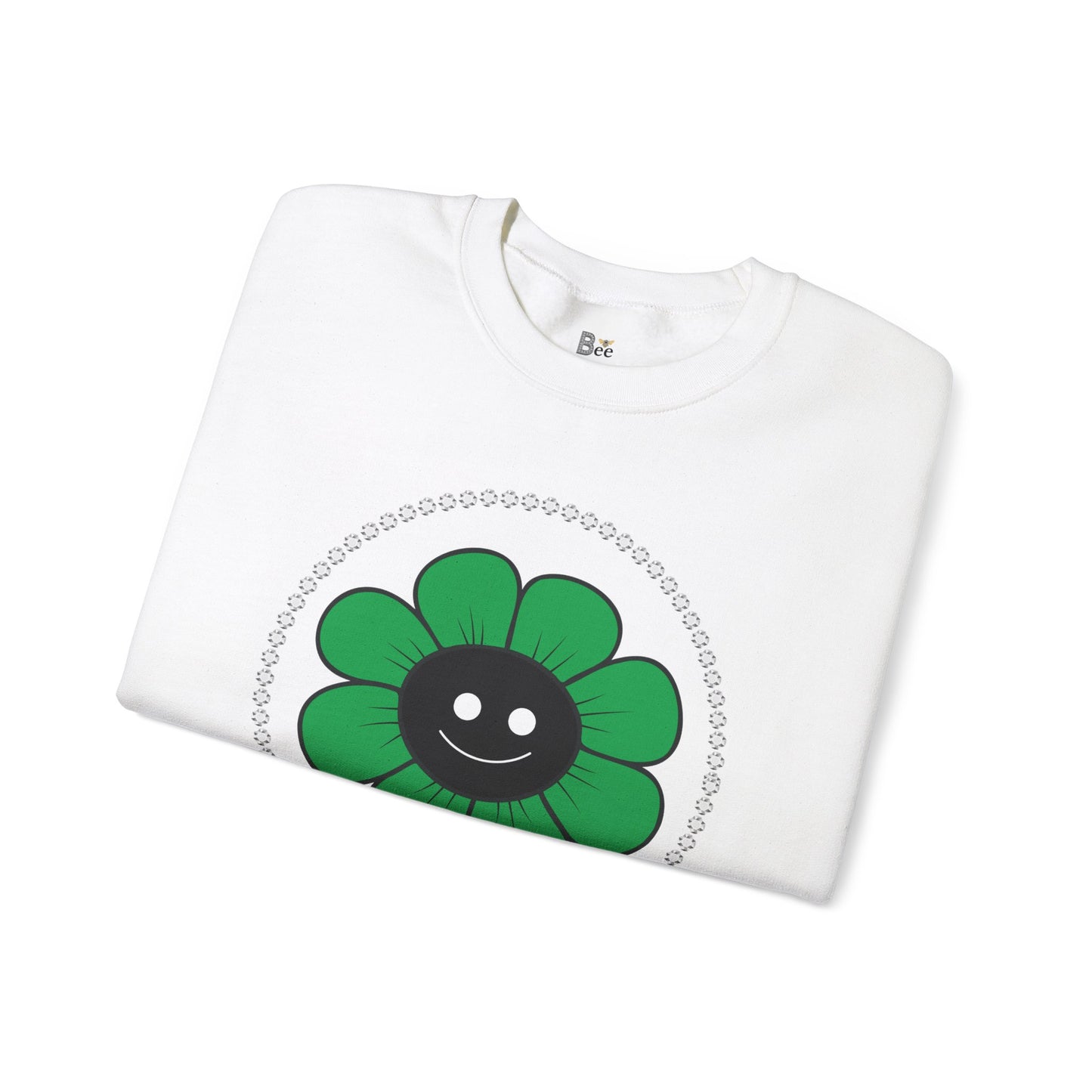 Boujee Flower Smiley Face Green Black - Heavy Blend™ Light Colors Crewneck Sweatshirt