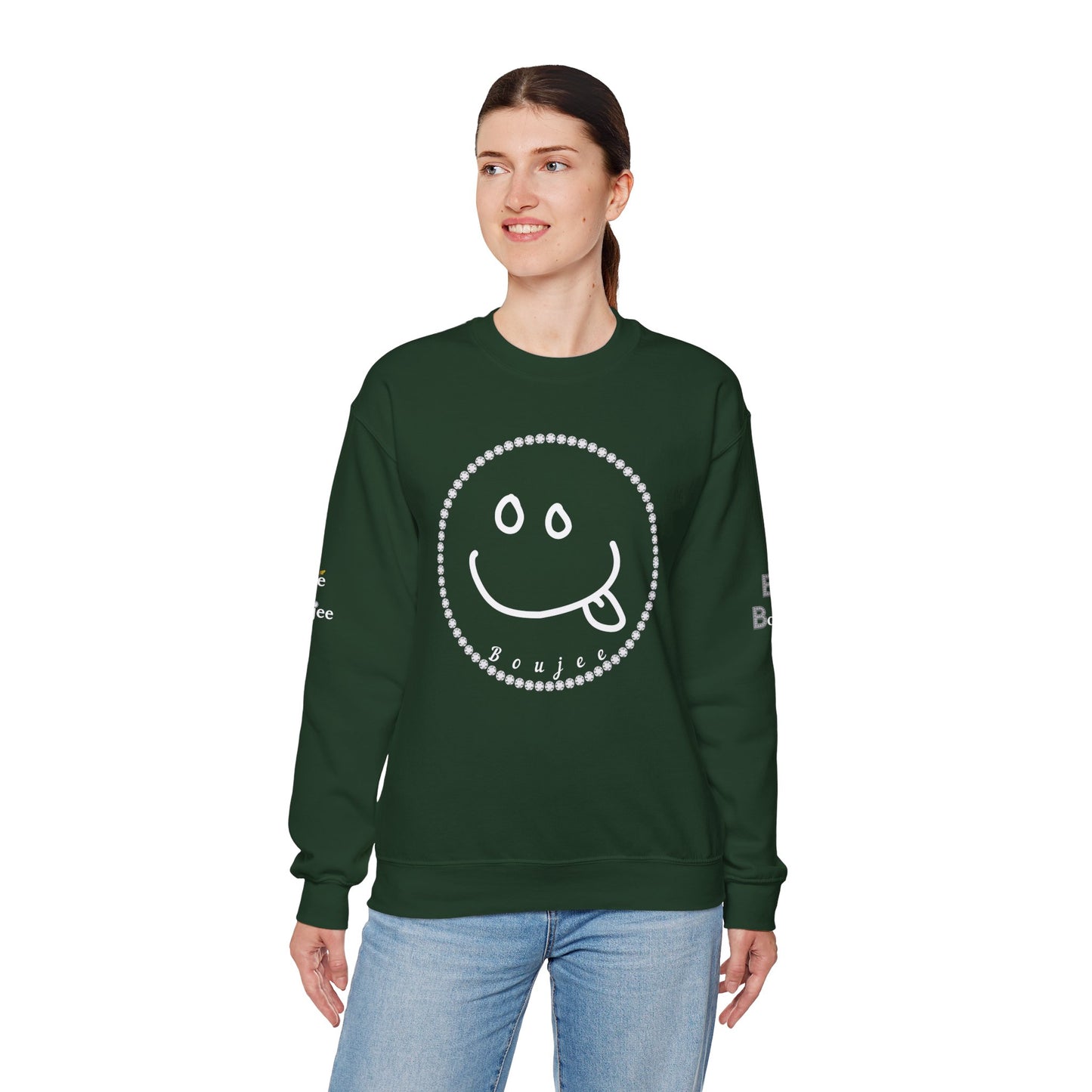 Boujee Smiley Goofy Face - Heavy Blend™ Dark Colors Crewneck Sweatshirt