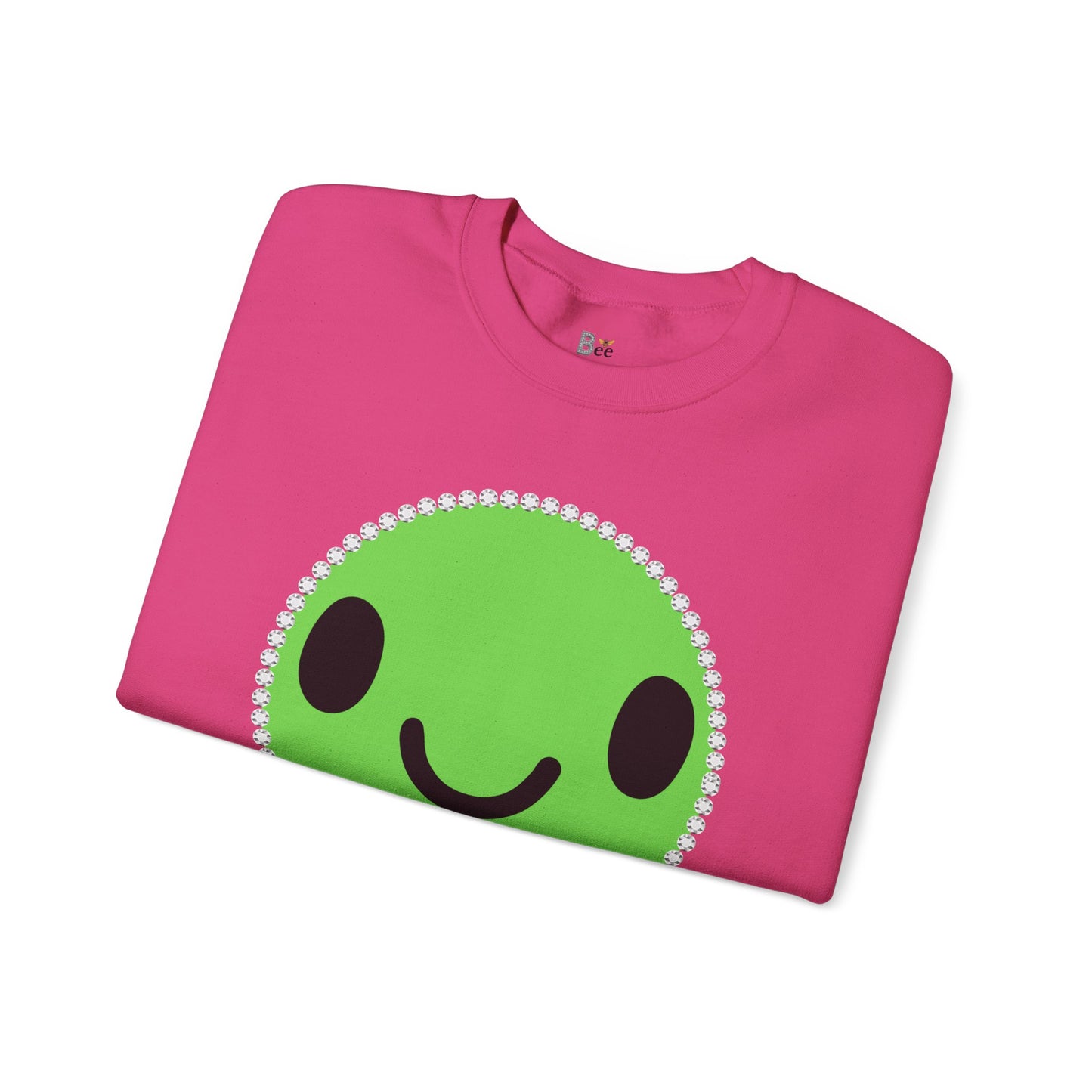 Boujee Smiley Face Green - Heavy Blend™ Light Colors Crewneck Sweatshirt