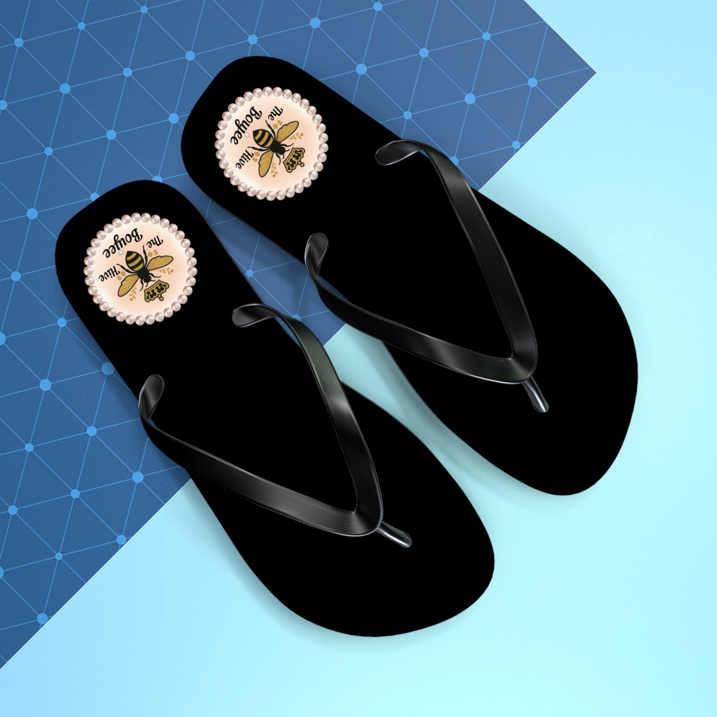 The Boujee Hive BLACK Flip Flops - EXTRA LARGE