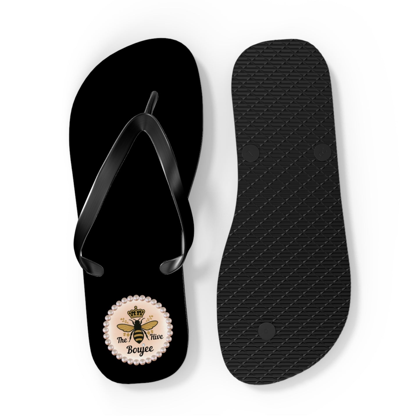 The Boujee Hive BLACK Flip Flops - EXTRA LARGE