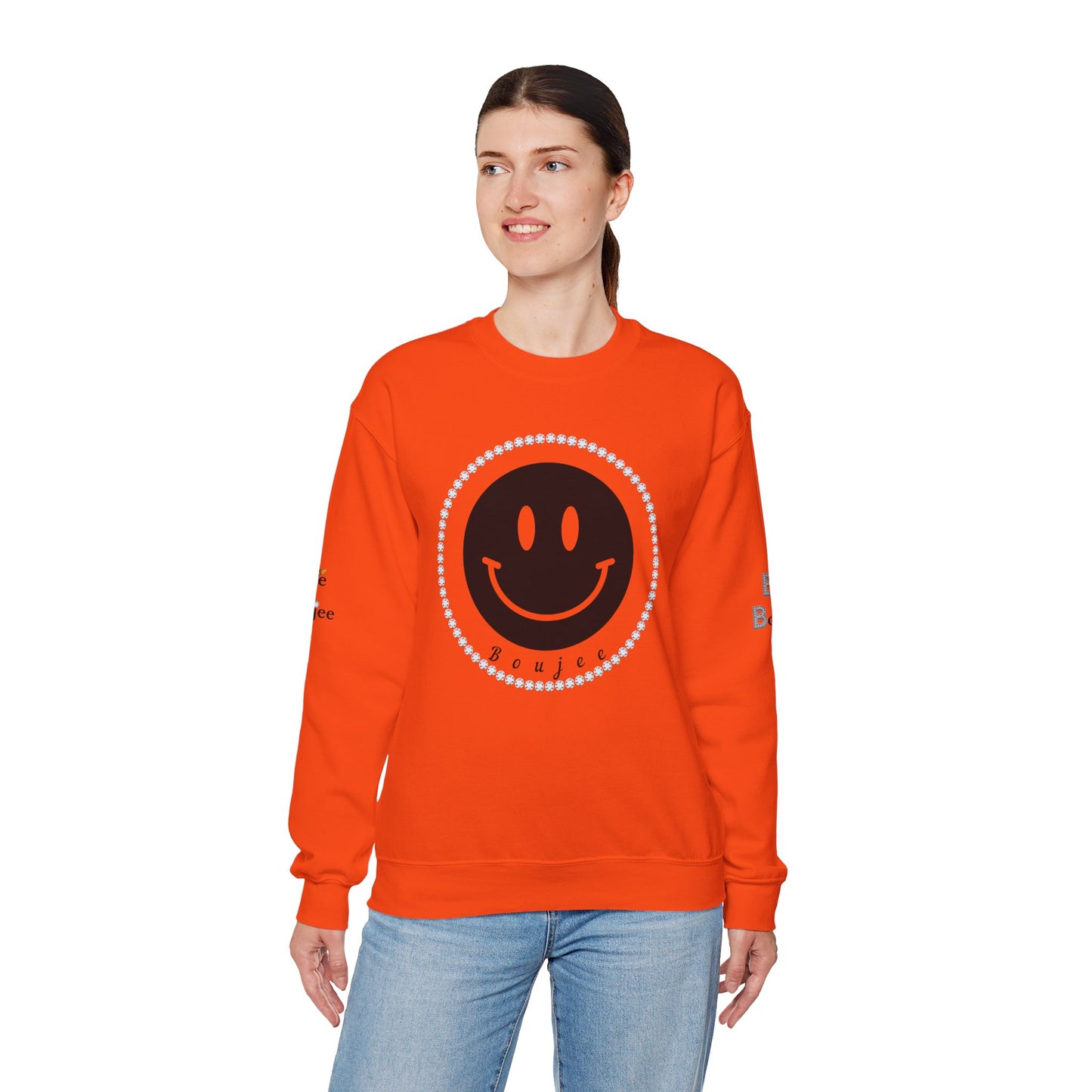 Boujee Smiley Face Black - Heavy Blend™ Light Colors Crewneck Sweatshirt