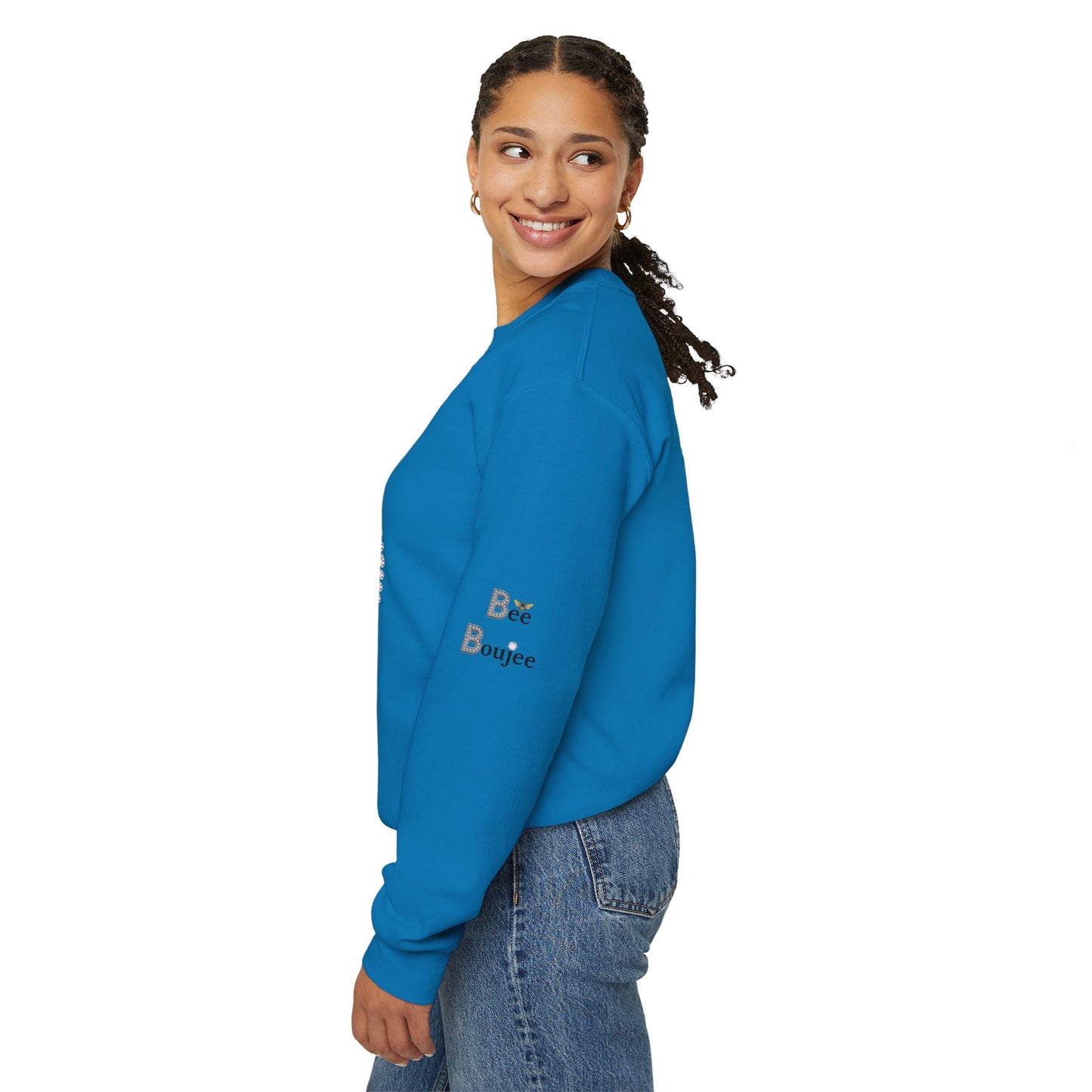 Boujee Smiley Face Heart Eyes Black - Heavy Blend™ Light Colors Crewneck Sweatshirt