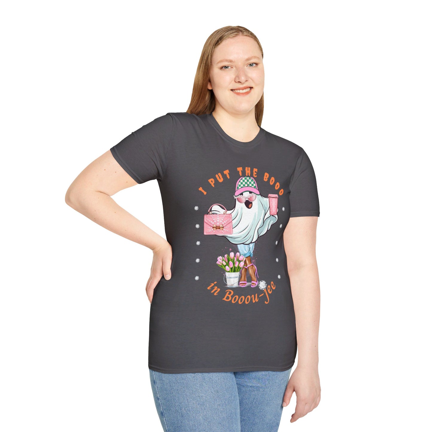 Halloween Booo in Boooujee - Softstyle T-Shirt BROWN SKIN TONE