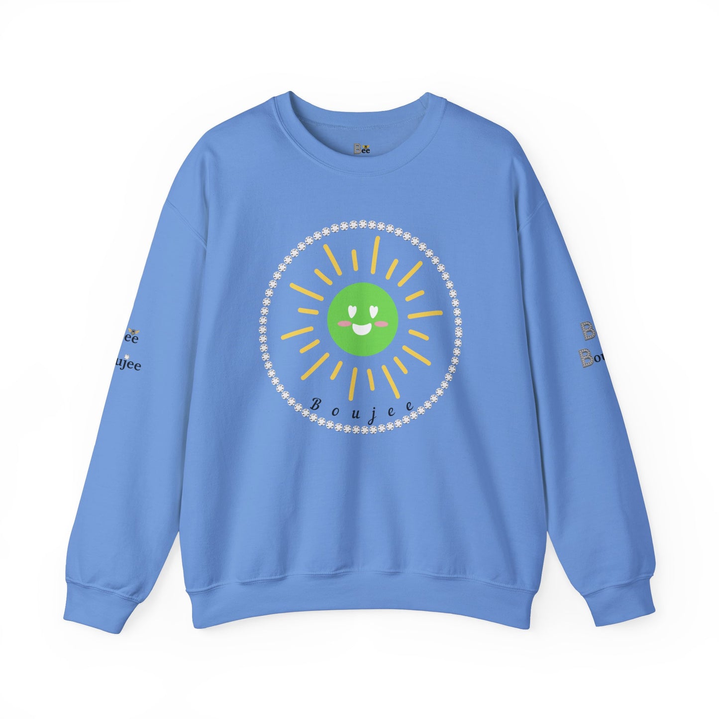 Boujee Sunshine Smiley Face Green - Heavy Blend™ Light Colors Crewneck Sweatshirt
