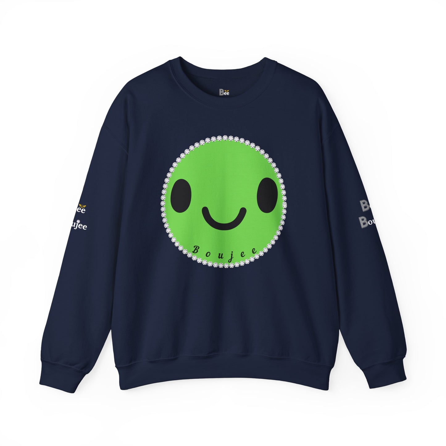 Boujee Smiley Face Green - Heavy Blend™ Dark Colors Crewneck Sweatshirt