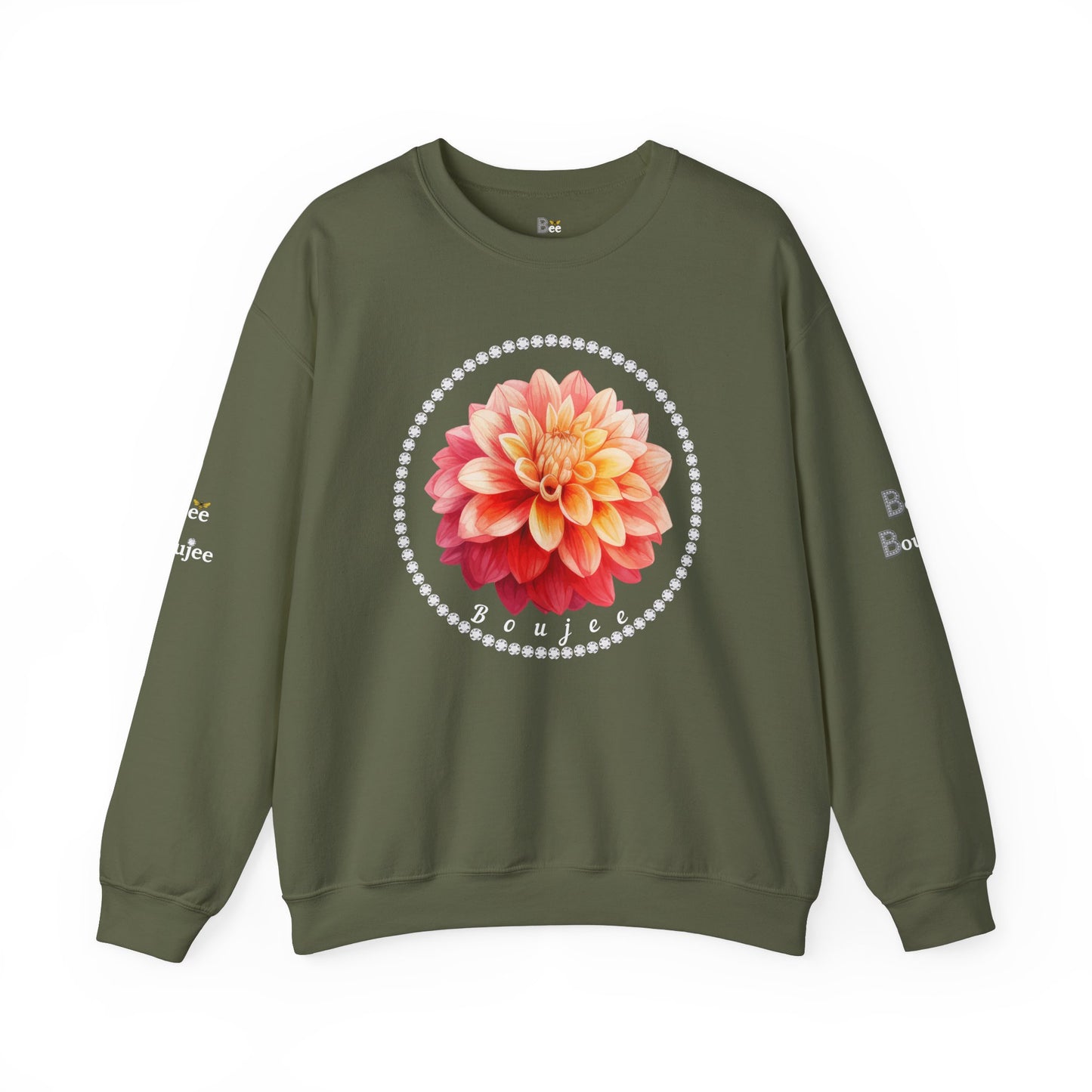 Boujee Flower Pink Yellow - Heavy Blend™ Dark Colors Crewneck Sweatshirt
